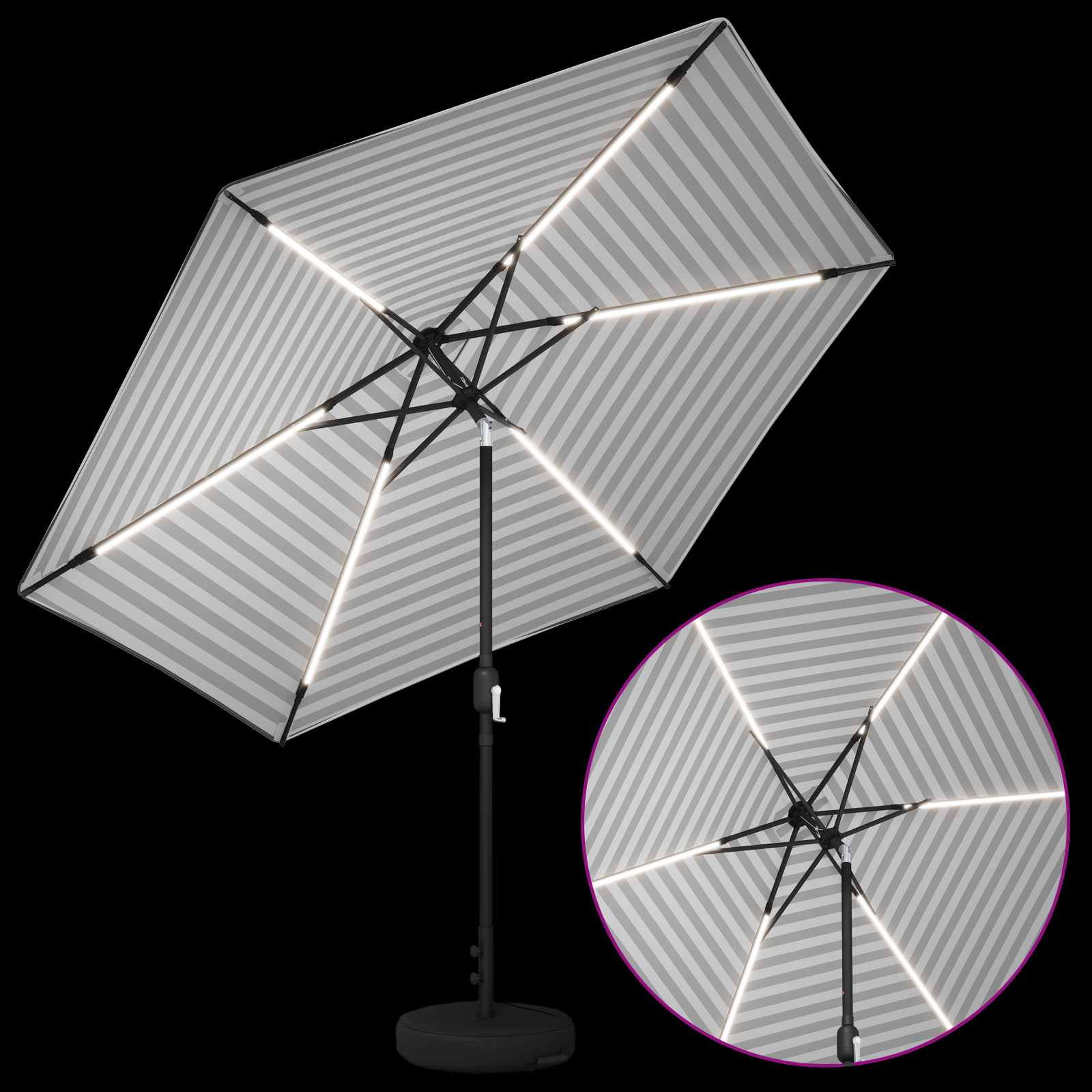 Suncobran za vrt s LED svjetlima i postoljem 300 x 300 cm