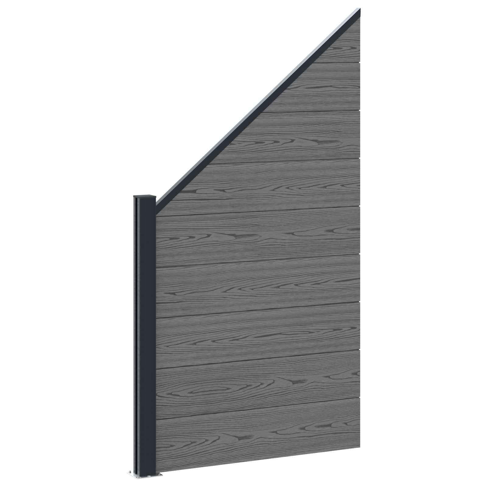 Panel ograde 5 pcs WPC i aluminij Siva