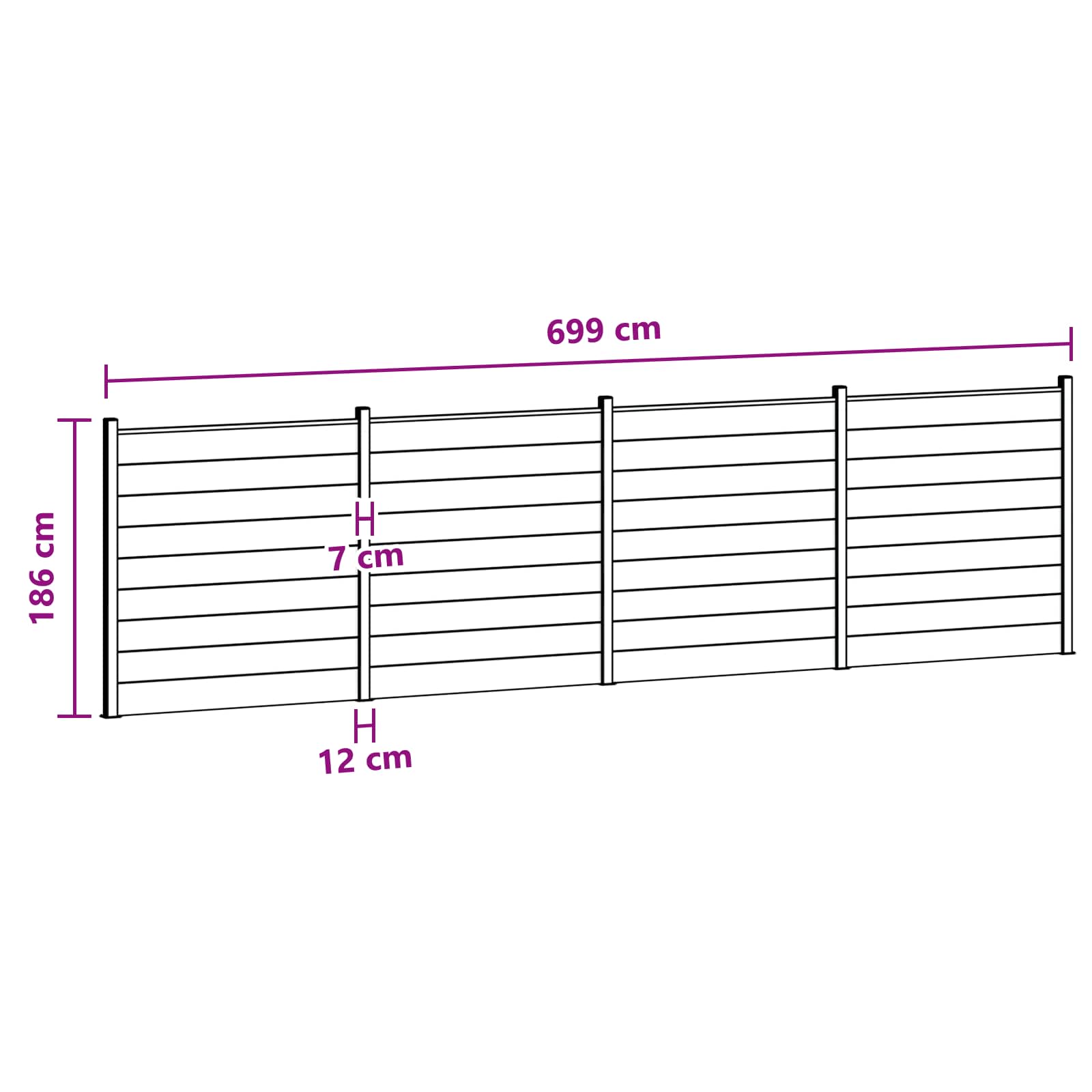 Panel ograde 4 pcs WPC i aluminij Crna