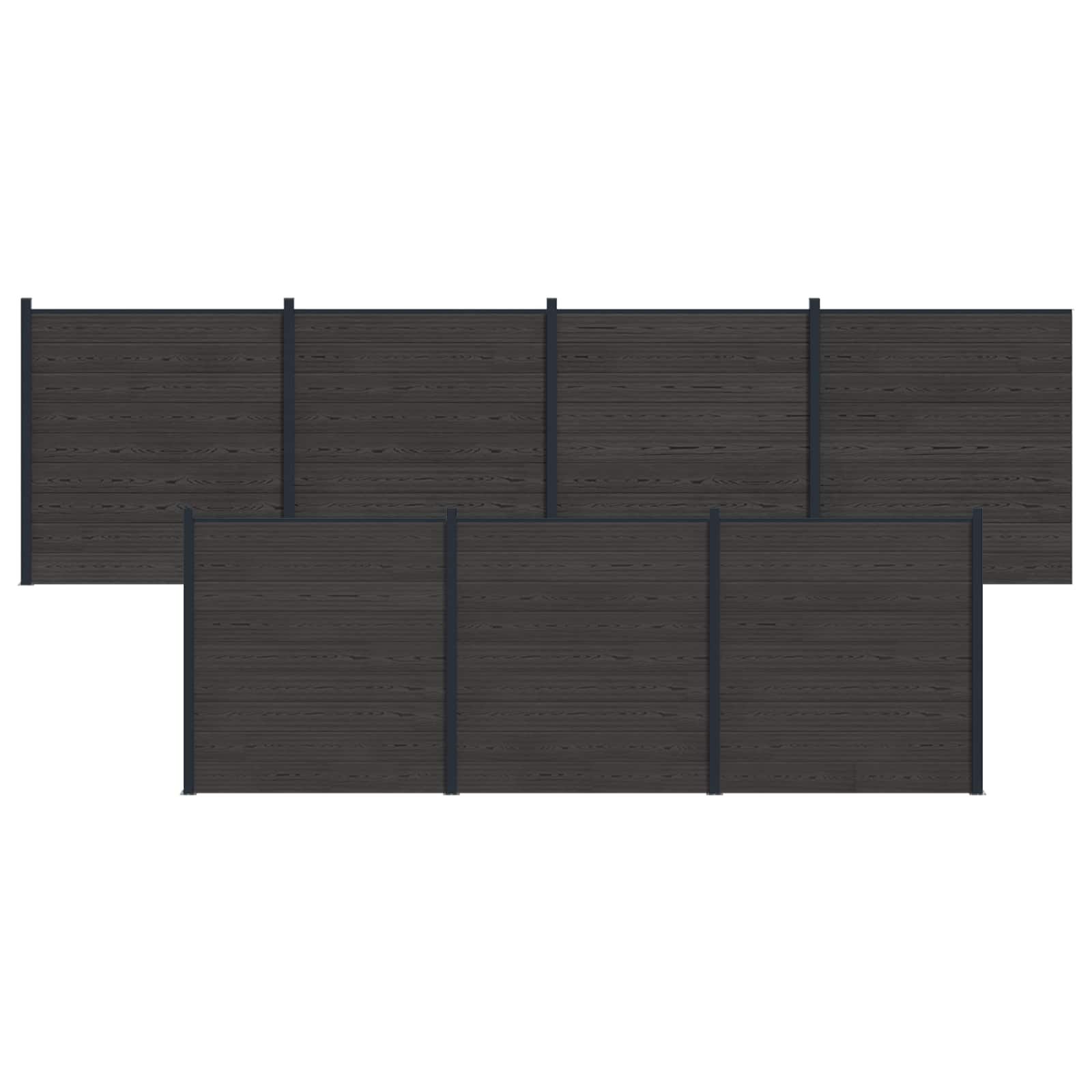 Panel ograde 7 pcs WPC i aluminij Crna