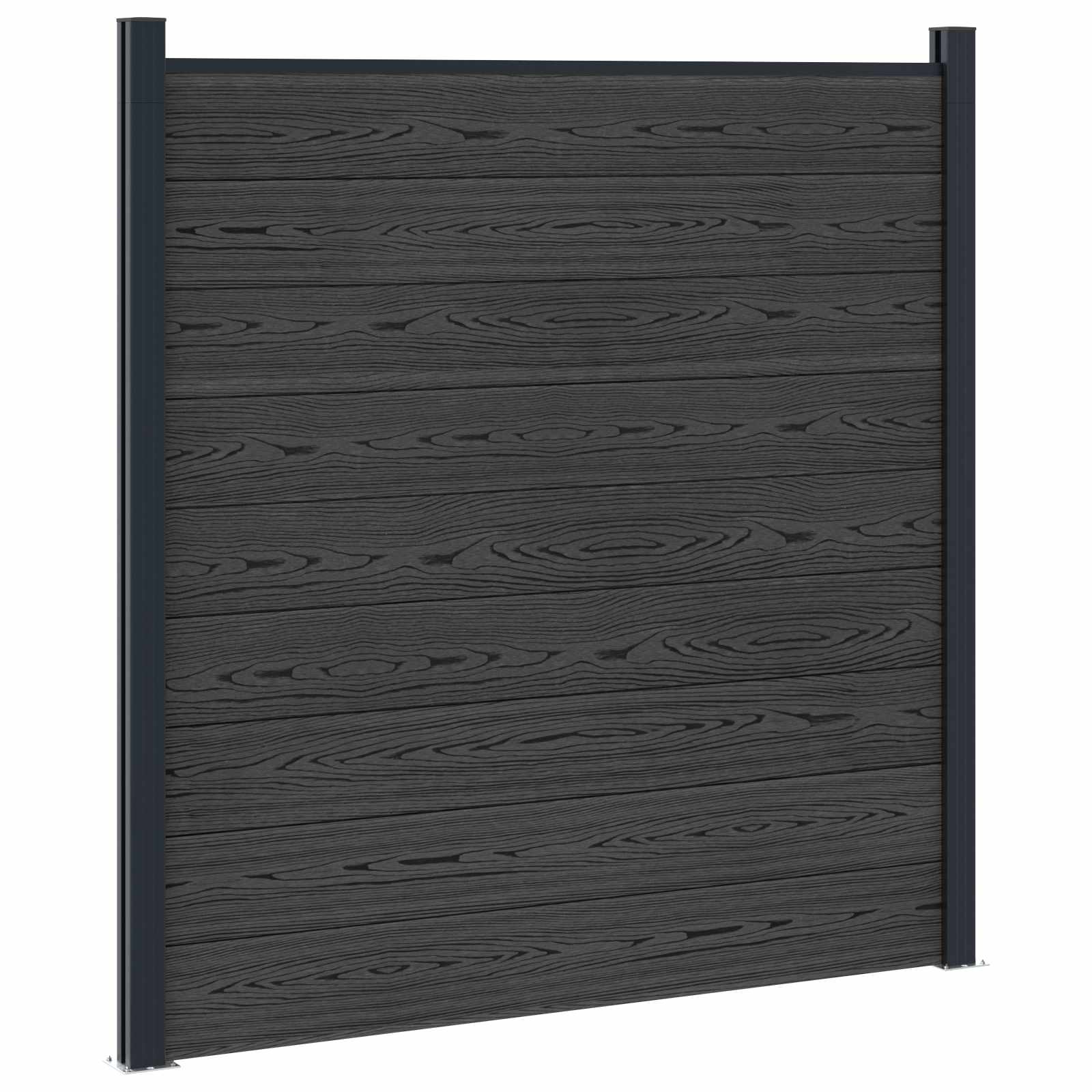 Panel ograde 7 pcs WPC i aluminij Crna