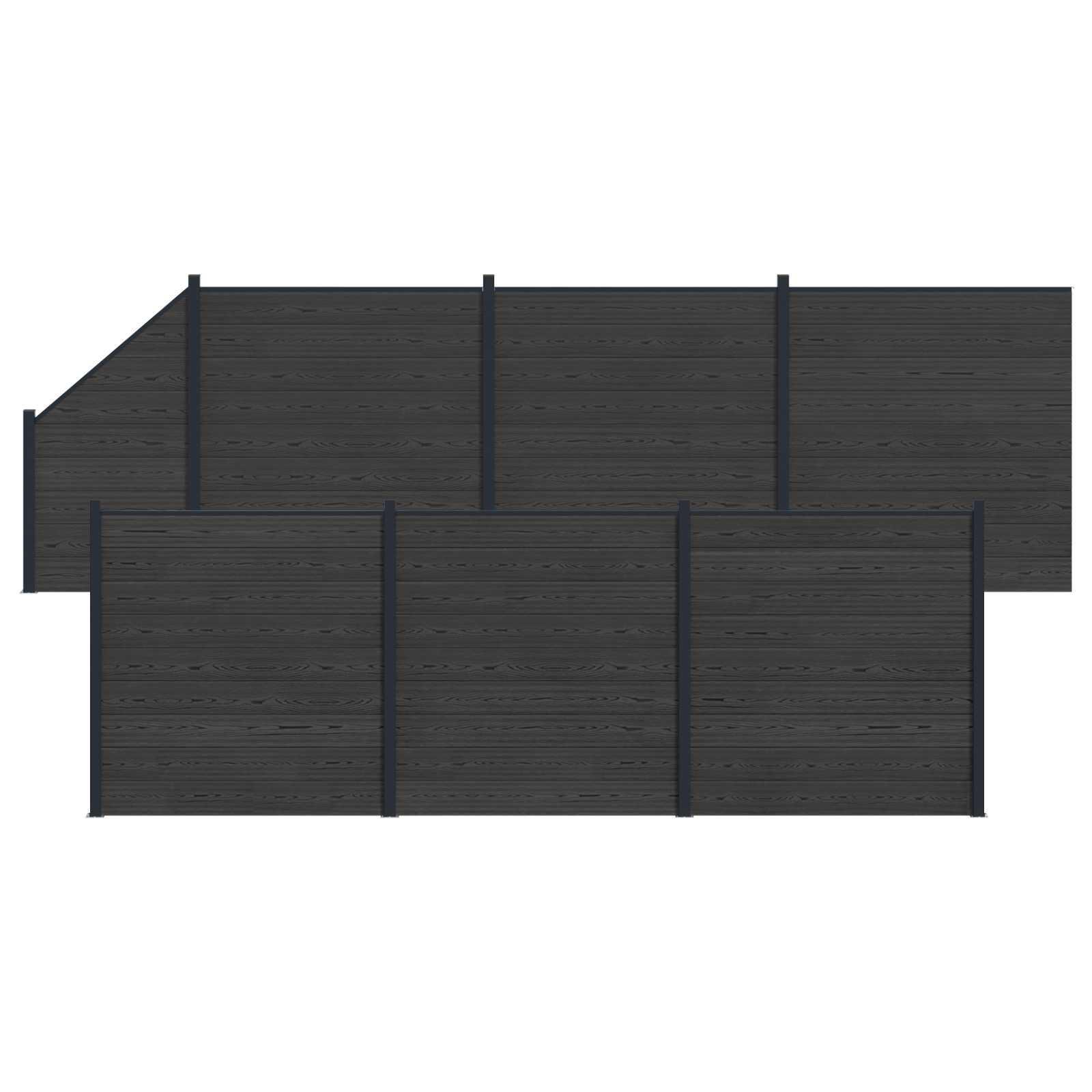 Panel ograde 7 pcs WPC i aluminij Crna