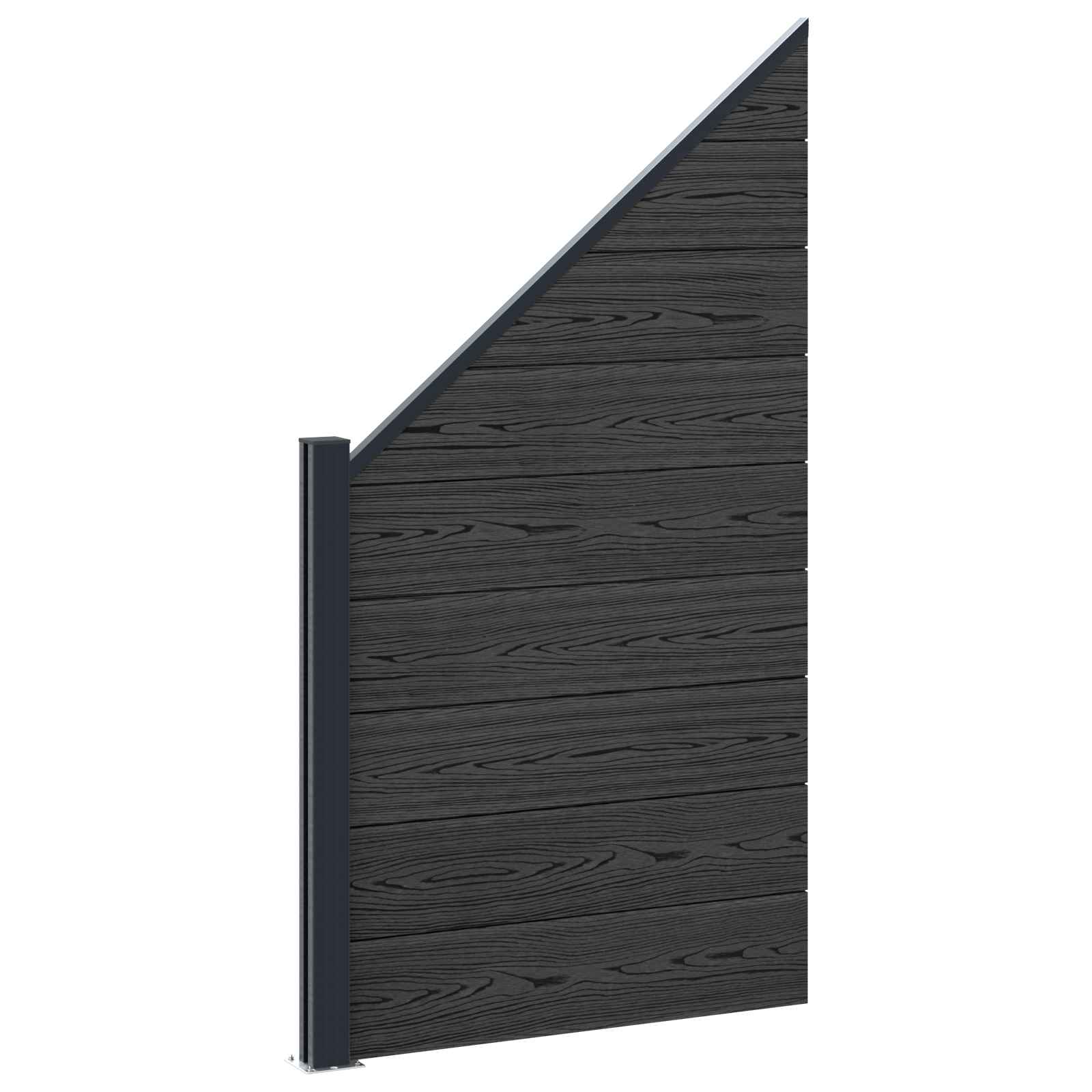 Panel ograde 7 pcs WPC i aluminij Crna