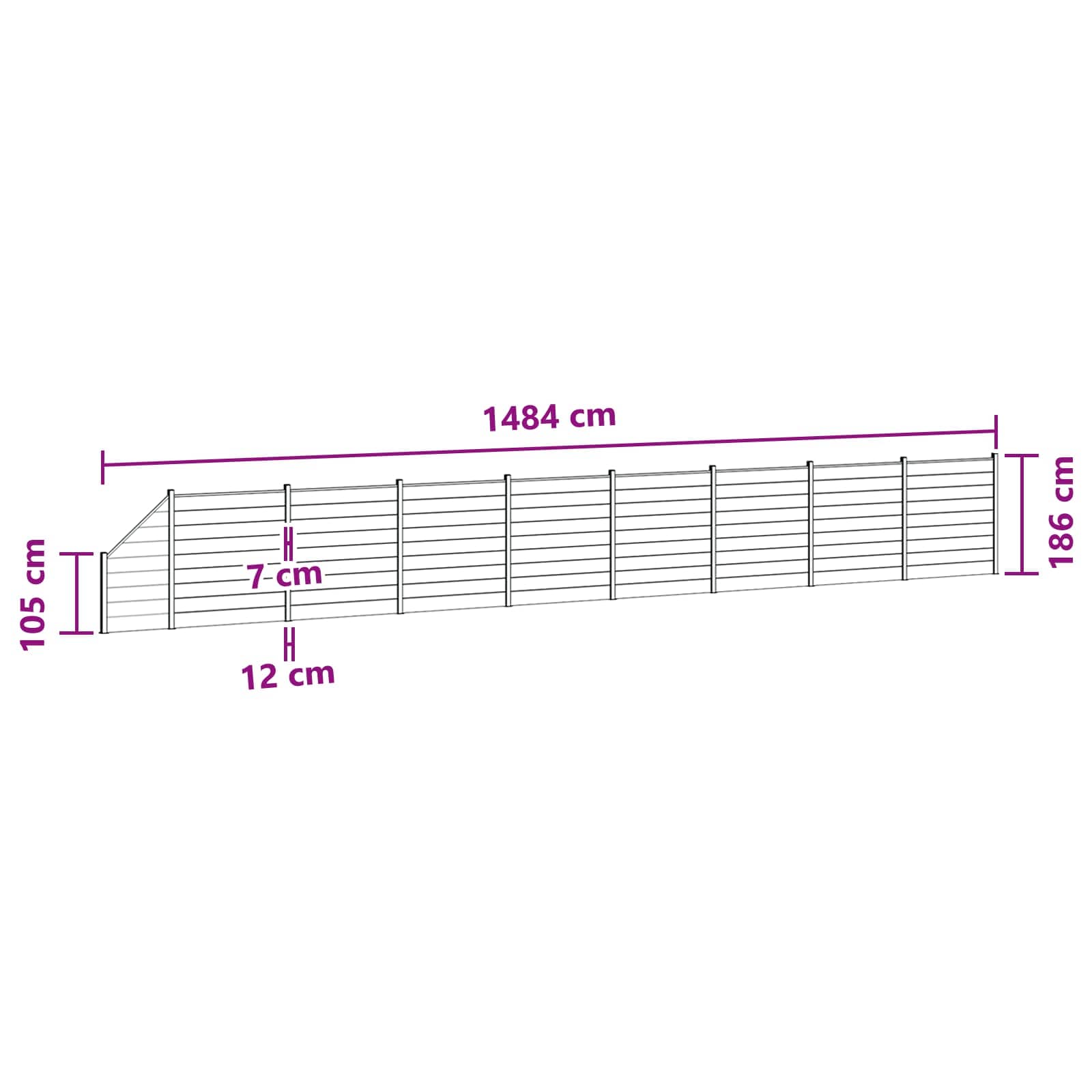 Panel ograde 9 pcs WPC i aluminij Crna