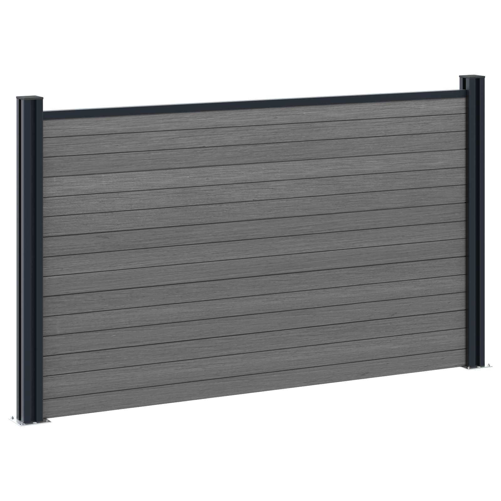 Panel ograde 4 pcs WPC i aluminij Siva