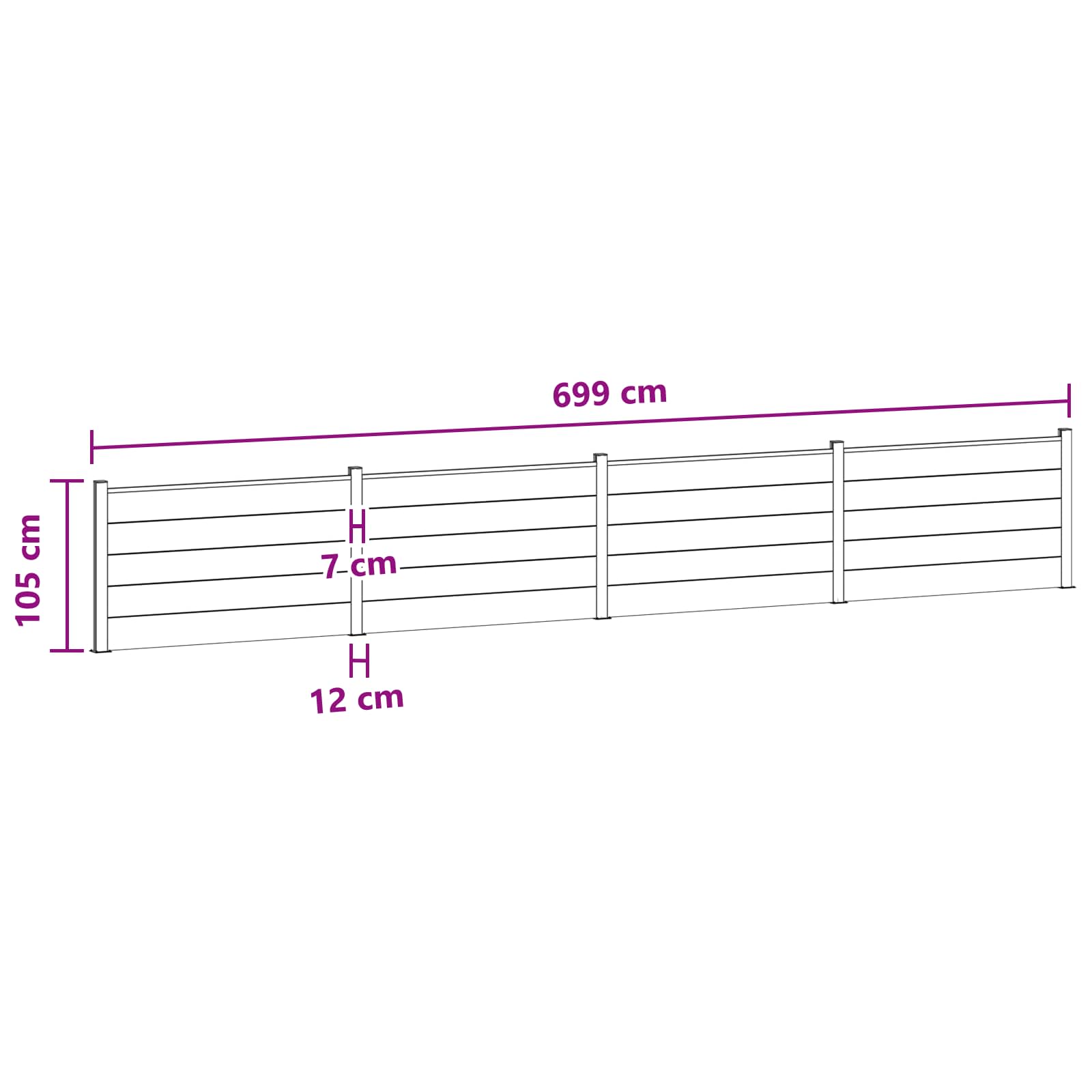 Panel ograde 4 pcs WPC i aluminij Crna
