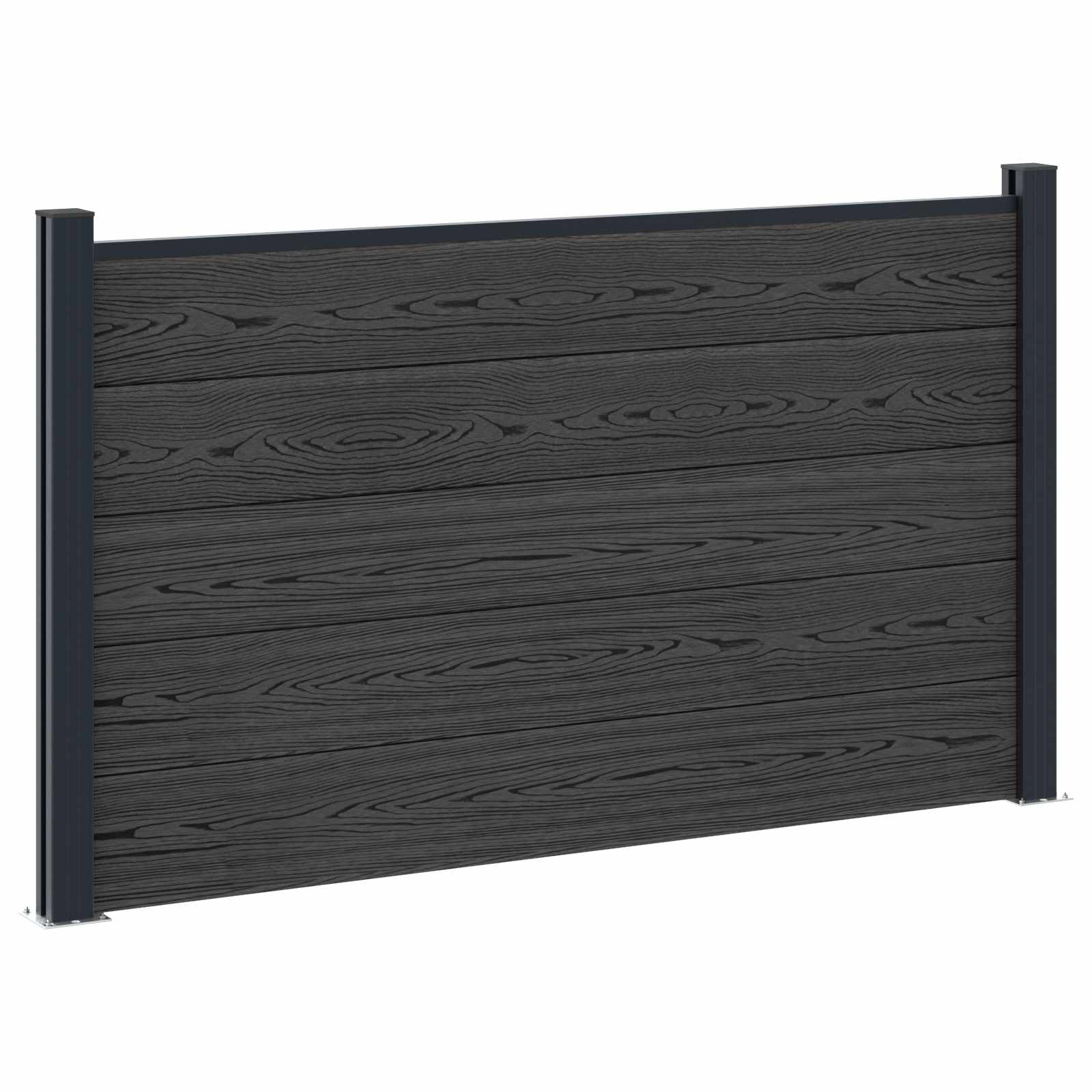 Panel ograde 7 pcs WPC i aluminij Crna