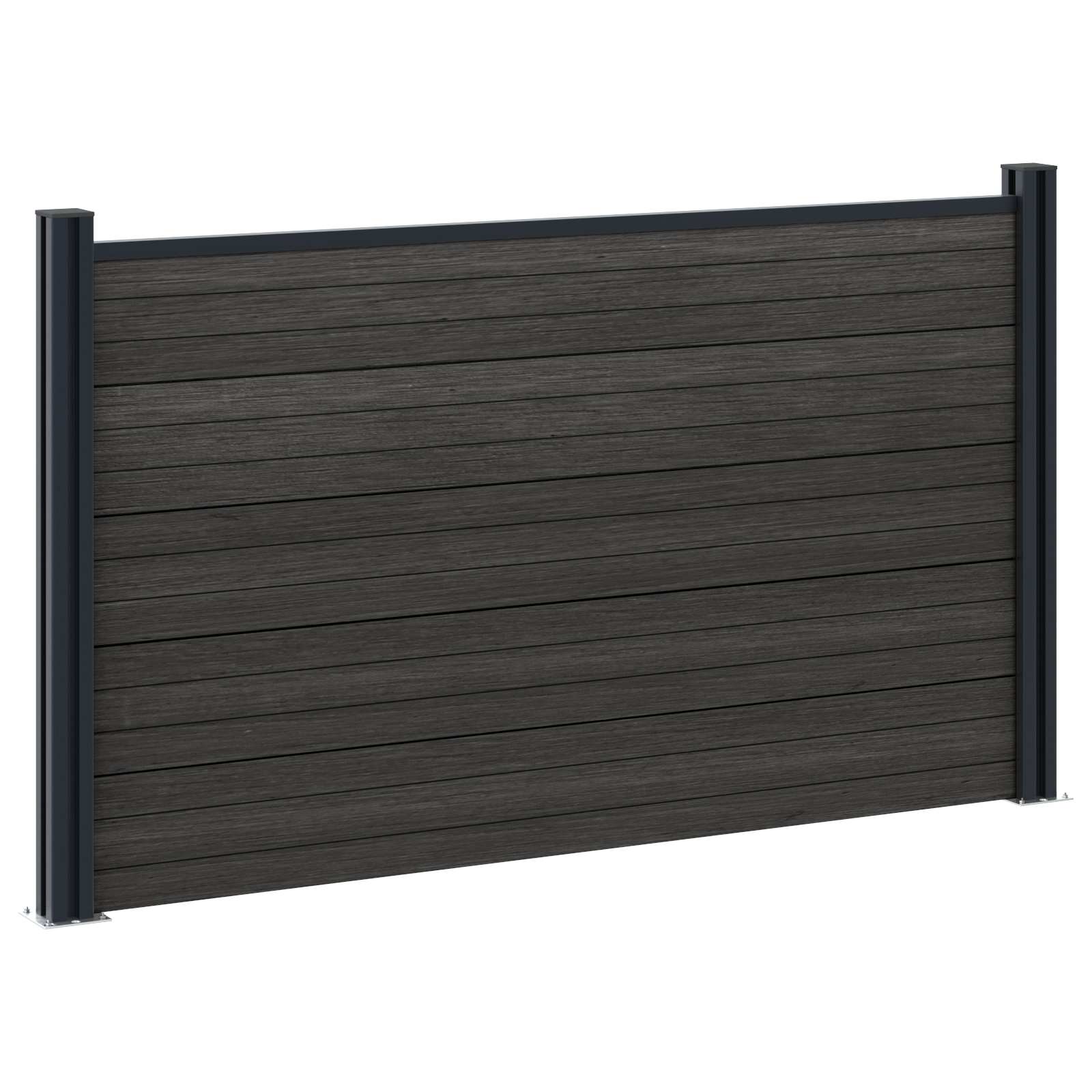 Panel ograde 7 pcs WPC i aluminij Crna