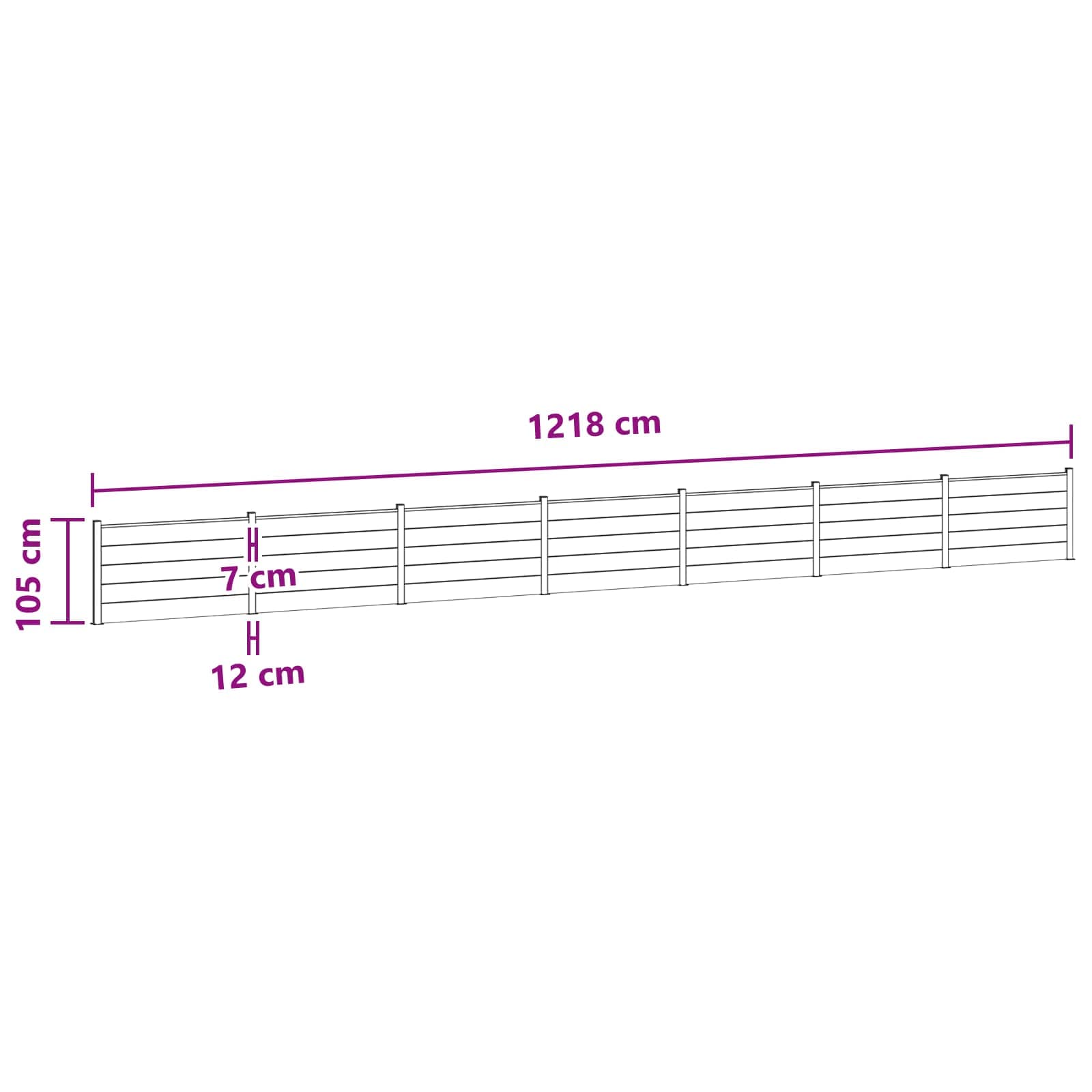 Panel ograde 7 pcs WPC i aluminij Crna