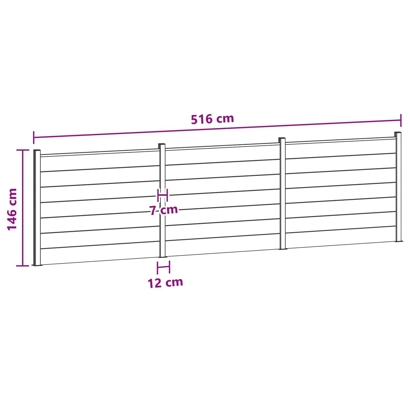 Panel ograde 3 pcs WPC i aluminij Siva
