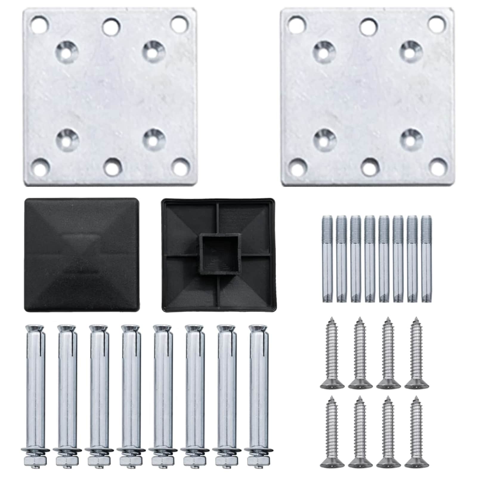 Panel ograde 4 pcs WPC i aluminij Siva