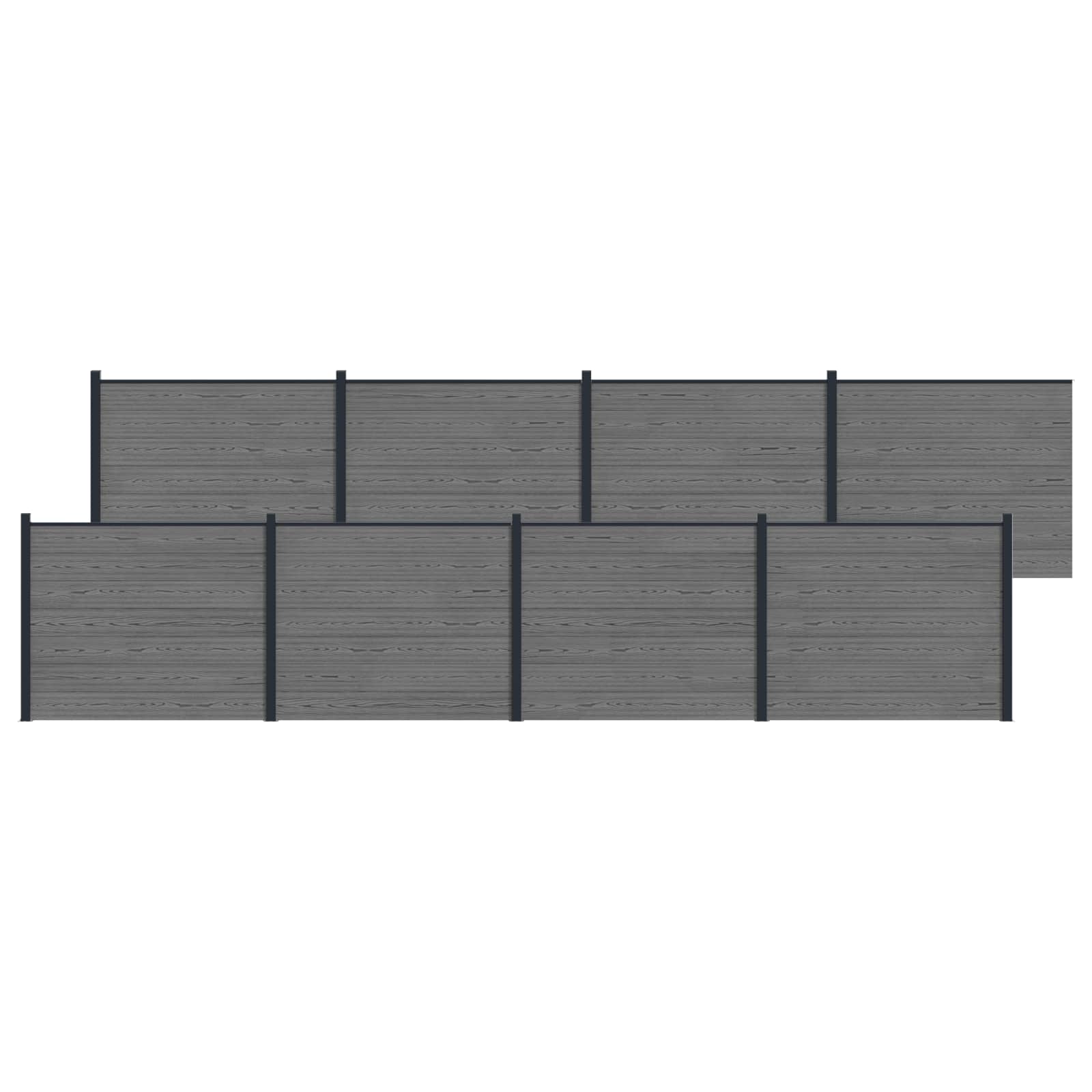 Panel ograde 8 pcs WPC i aluminij Siva