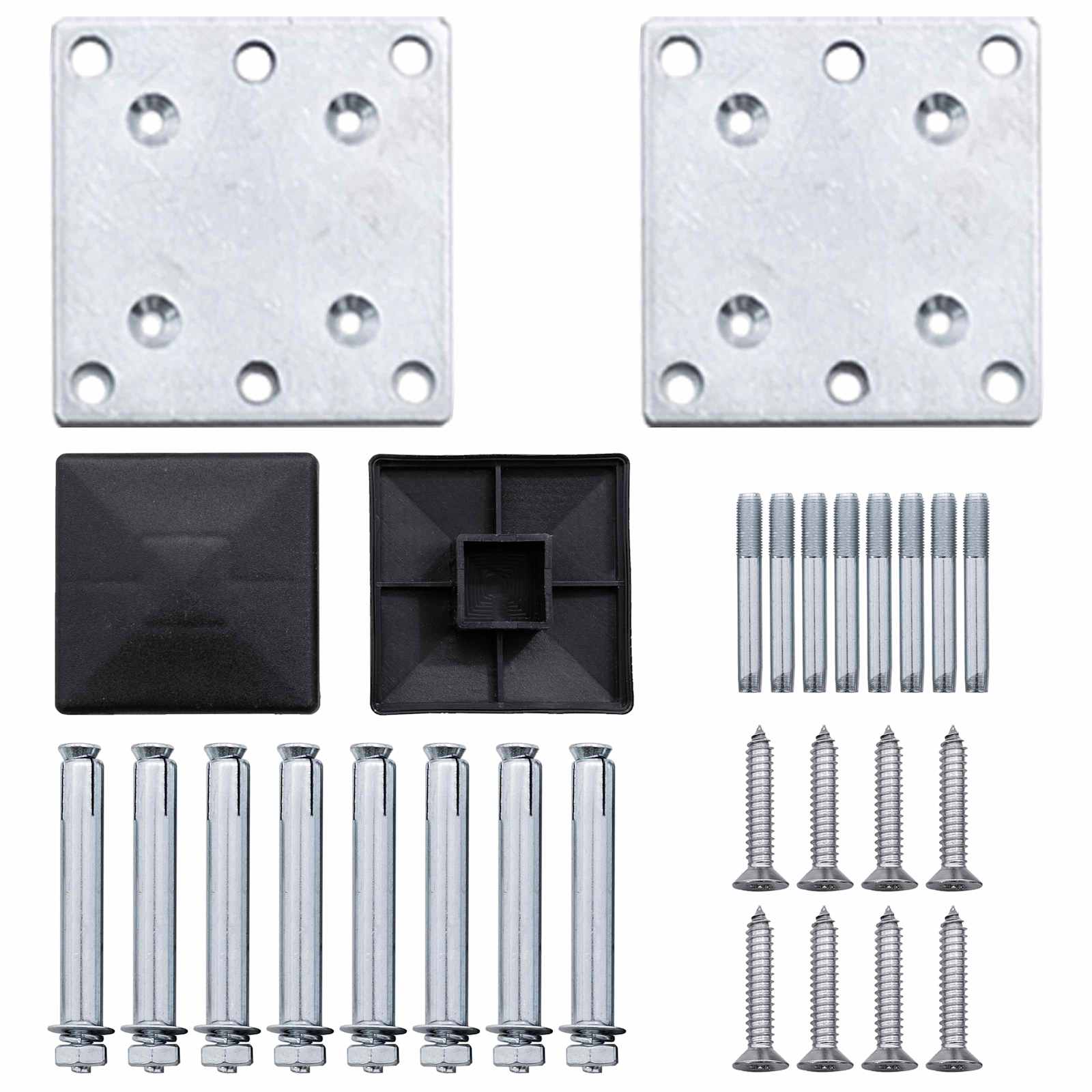 Panel ograde 7 pcs WPC i aluminij Crna