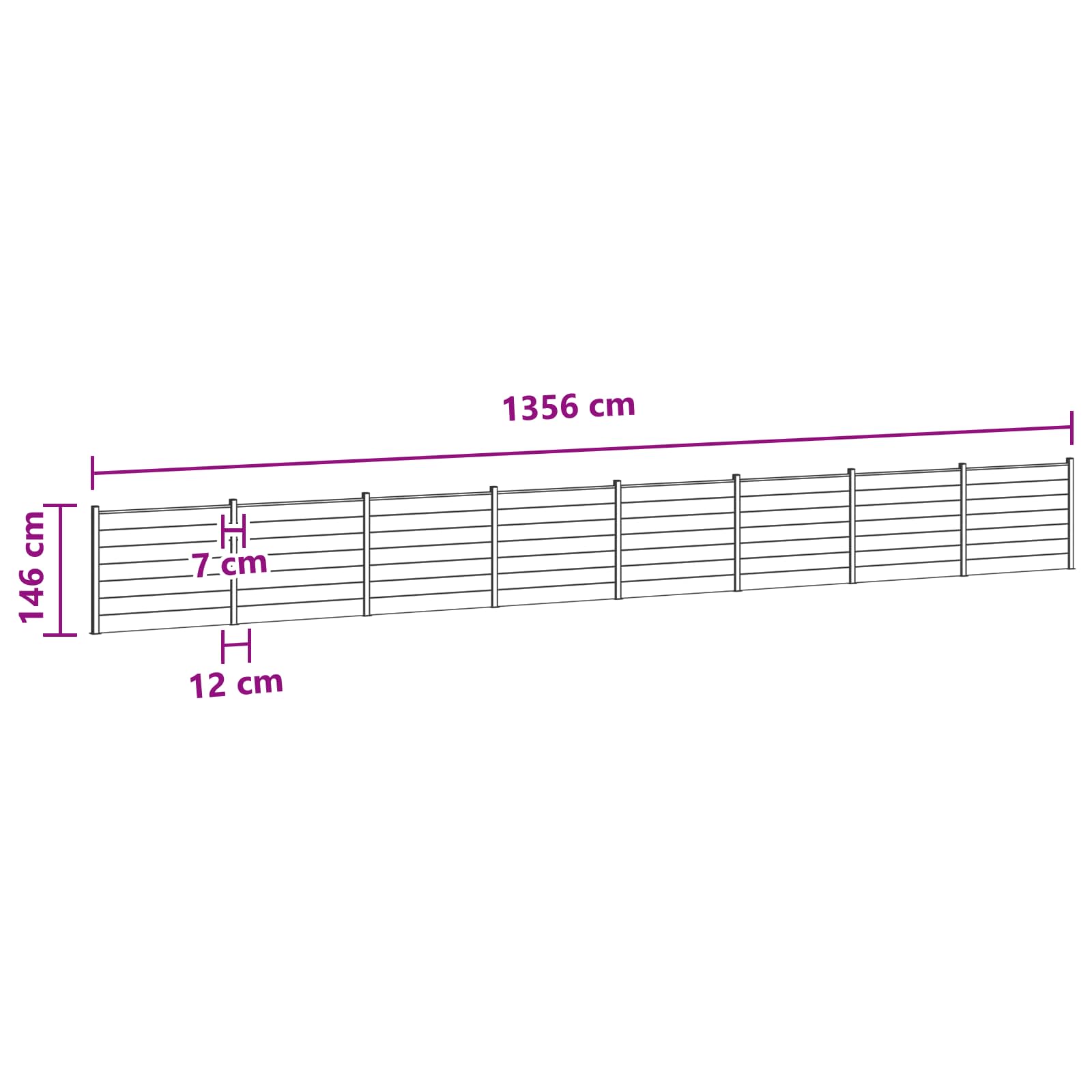 Panel ograde 8 pcs WPC i aluminij Crna