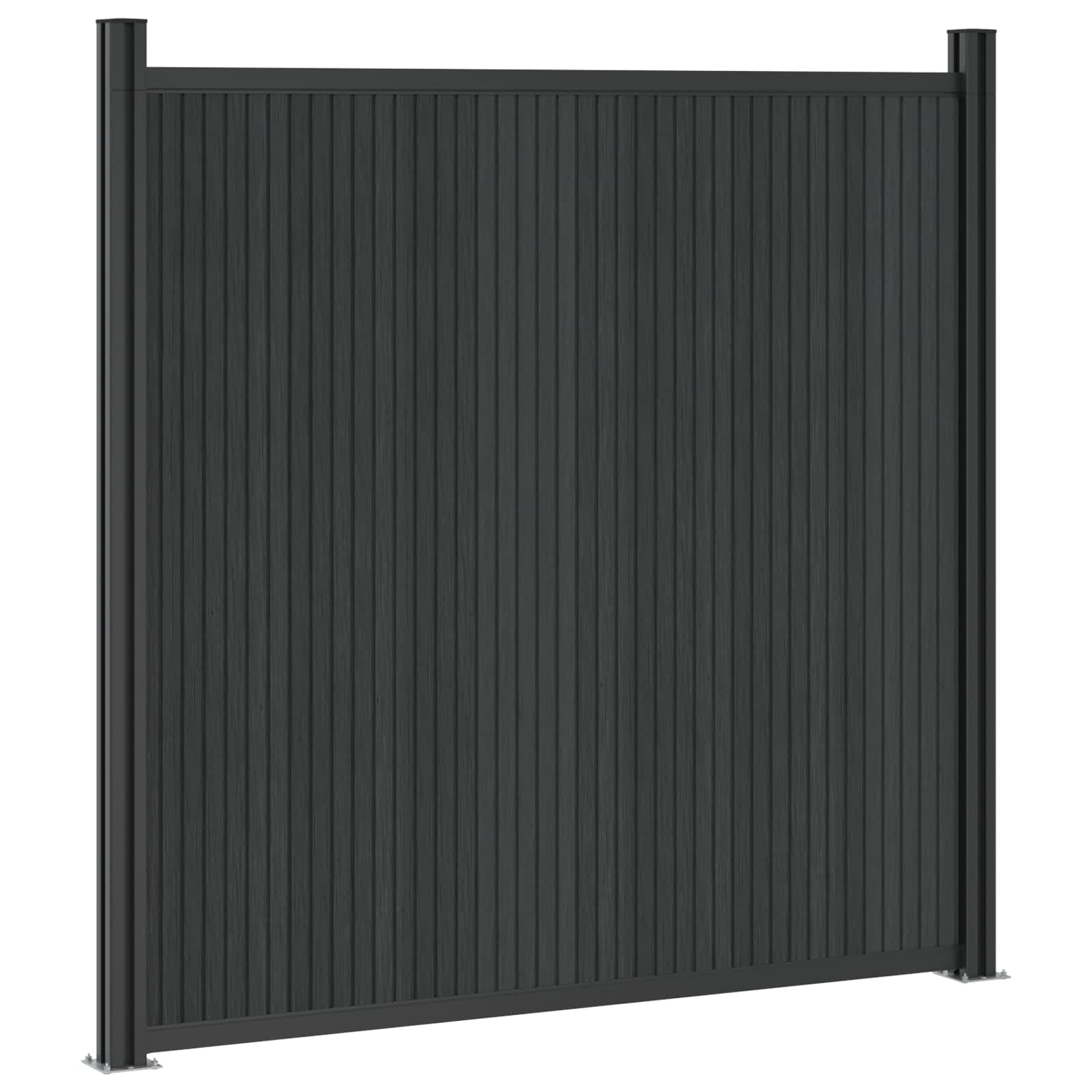 Panel ograde 7 pcs WPC i aluminij Crna