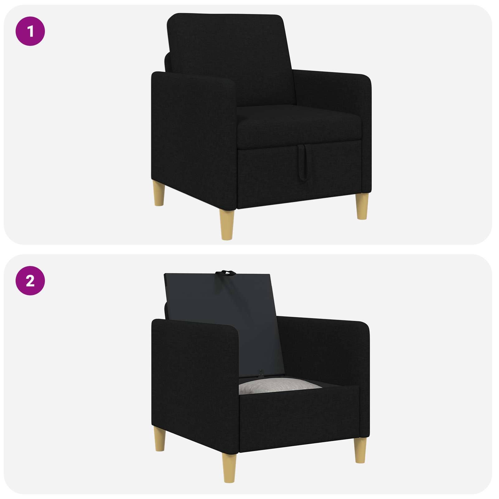 Sofa s pohranom Crna 72 x 78 x 87 cm Poliester