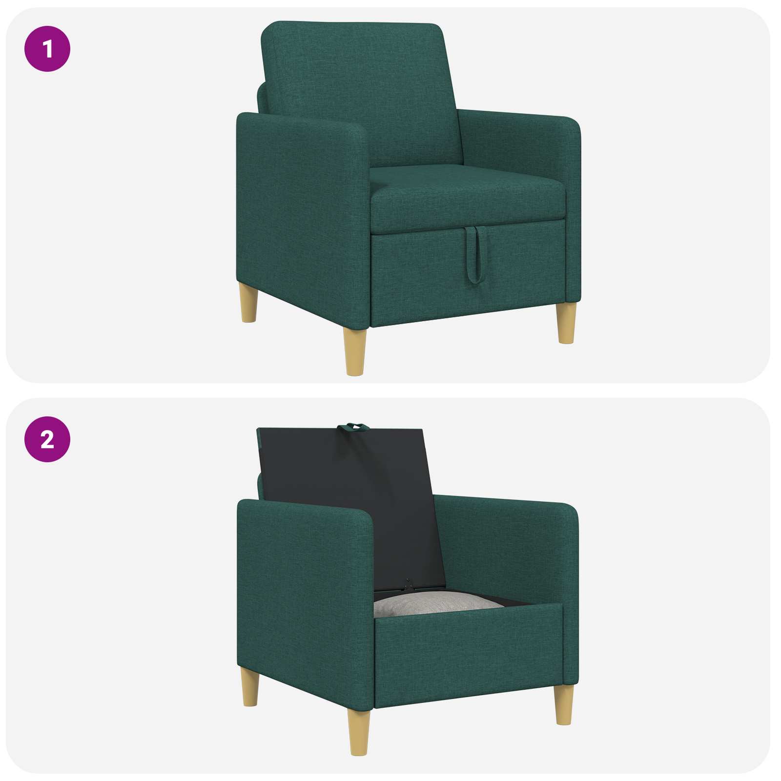 Sofa s pohranom Tamnozelena 72 x 78 x 87 cm Poliester