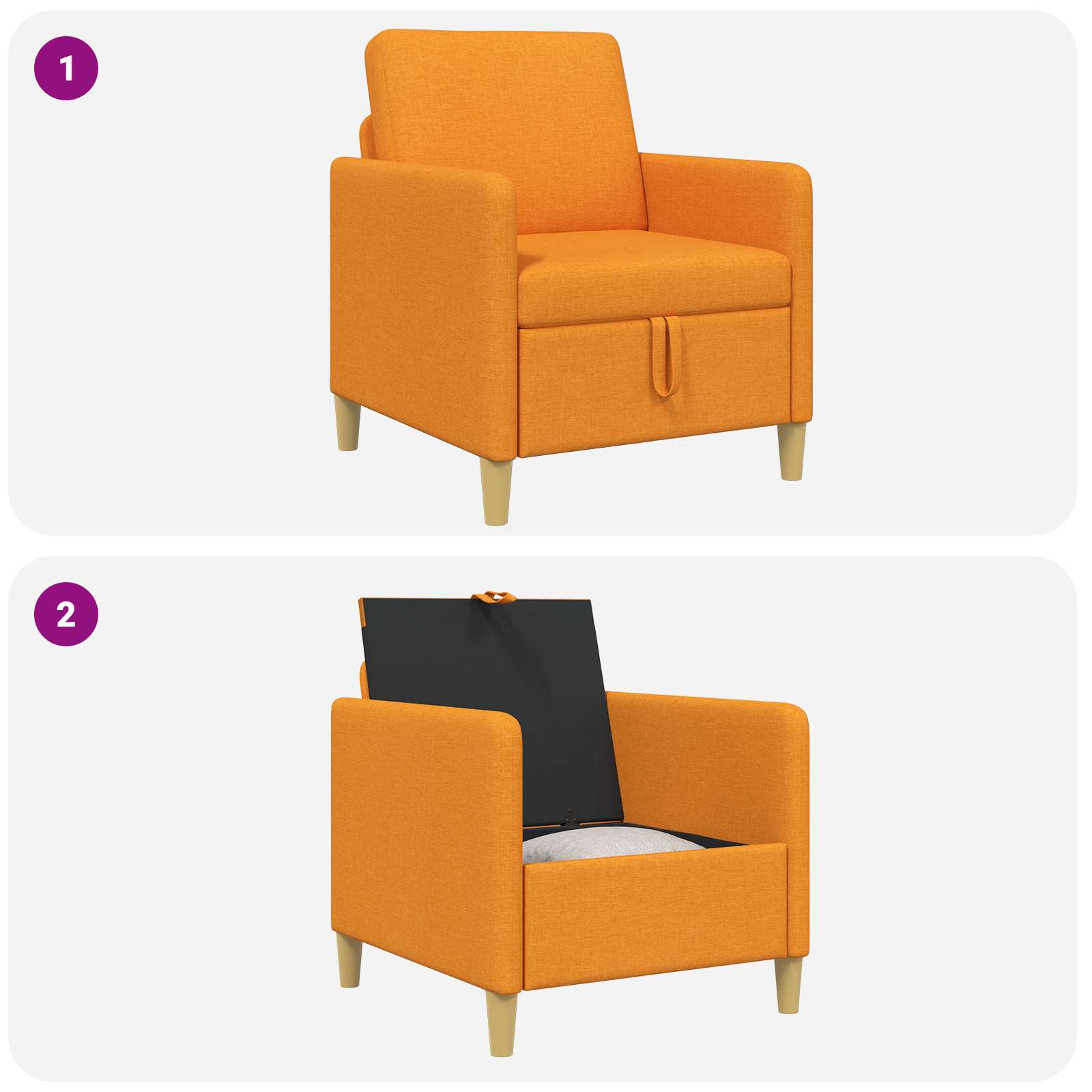 Sofa s pohranom Tamno žuta 72 x 78 x 87 cm Poliester