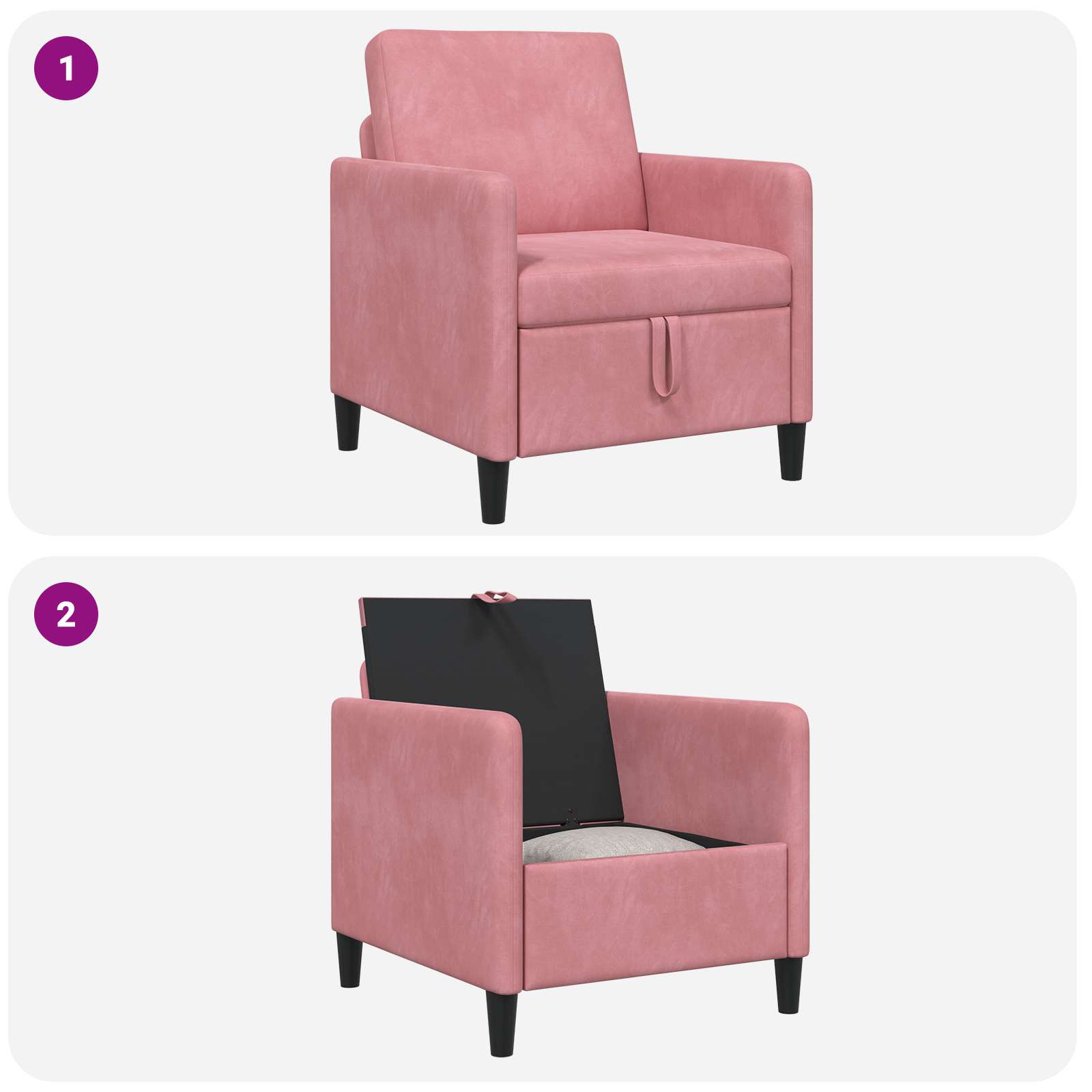 Sofa s pohranom Ružičasta 72 x 78 x 87 cm Poliester
