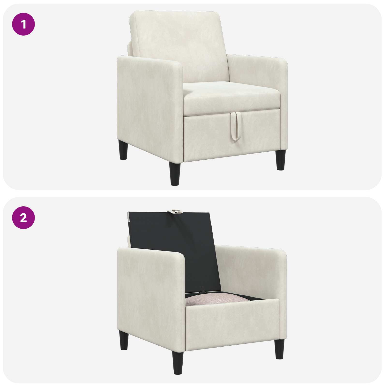 Sofa s pohranom Krem 72 x 78 x 87 cm Poliester