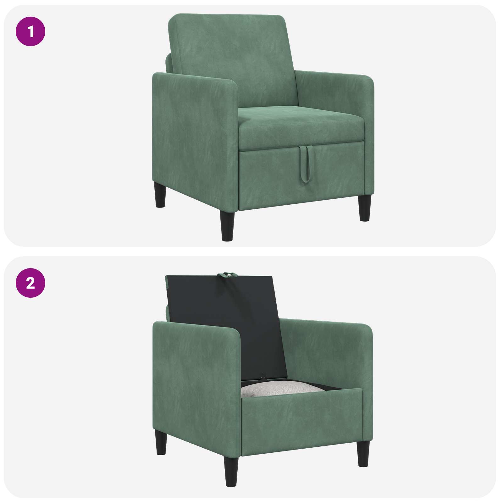 Sofa s pohranom Morska zelena 72 x 78 x 87 cm Poliester