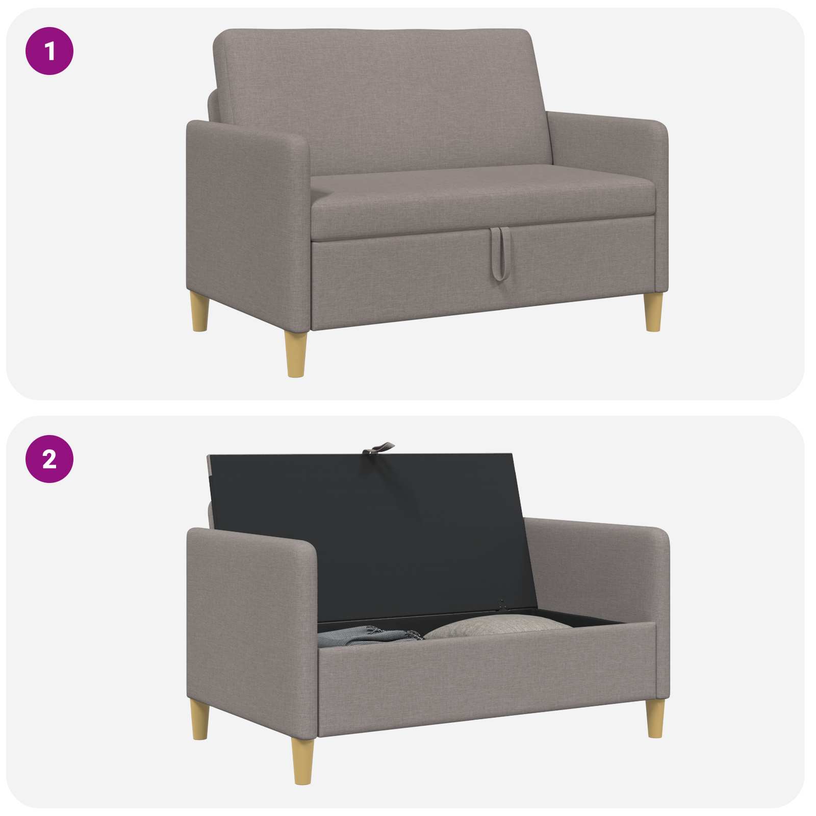 Sofa s pohranom Sivosmeđa 122 x 78 x 87 cm Poliester