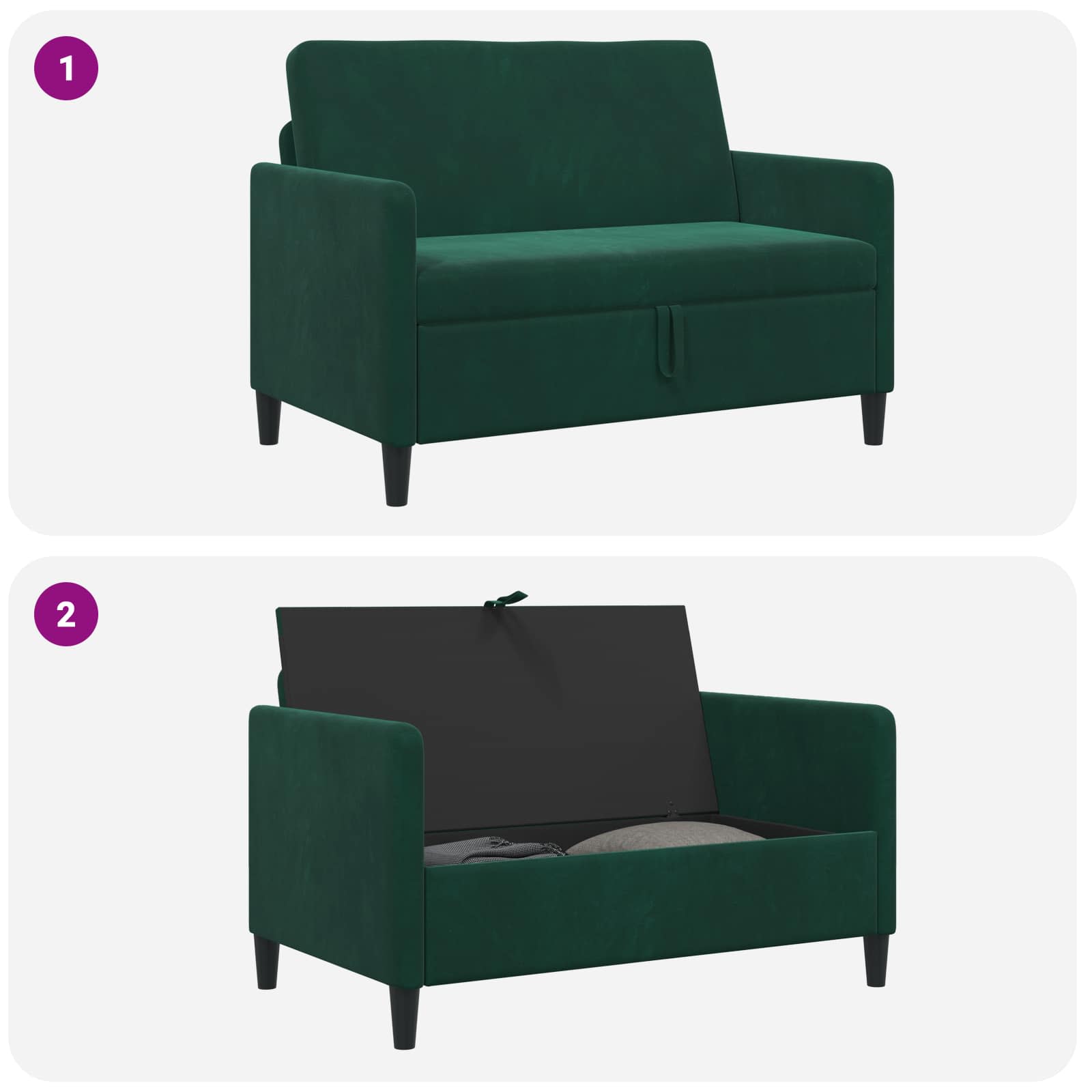 Sofa s pohranom Tamnozelena 122 x 78 x 87 cm Poliester