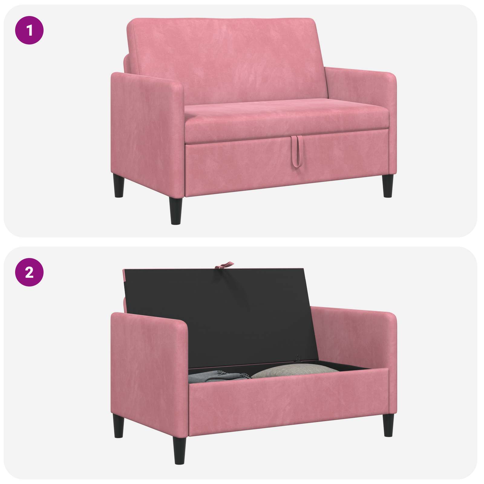 Sofa s pohranom Ružičasta 122 x 78 x 87 cm Poliester