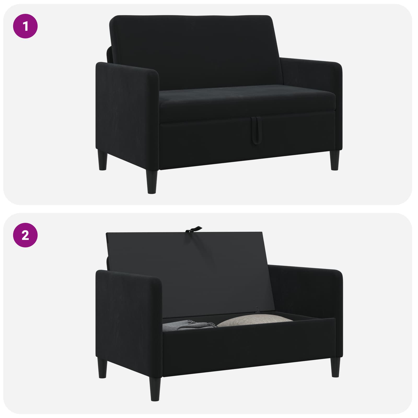 Sofa s pohranom Crna 122 x 78 x 87 cm Poliester