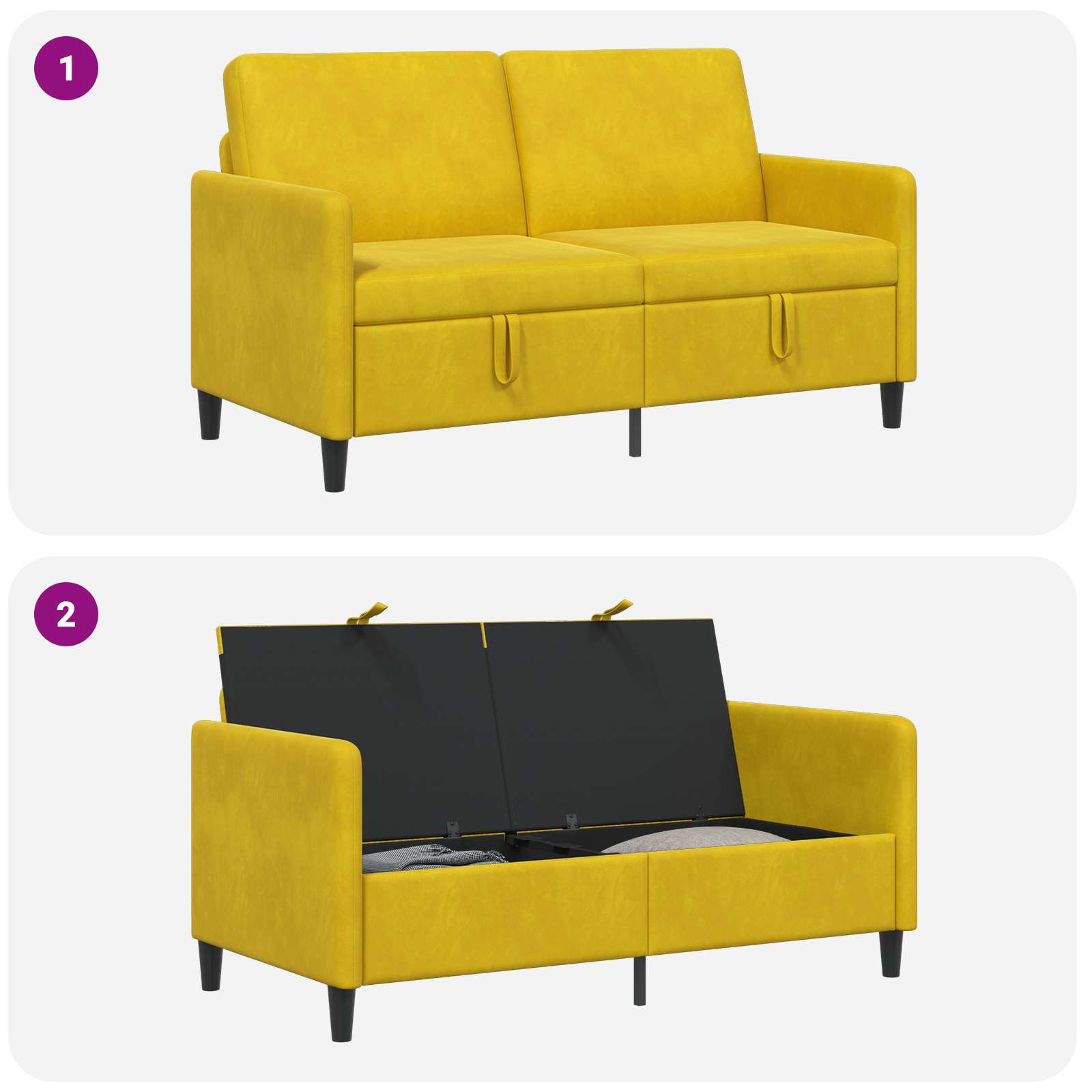 Sofa s pohranom Žuta 152 x 78 x 87 cm Poliester