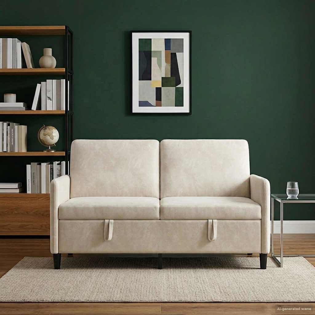 Sofa s pohranom Krem 152 x 78 x 87 cm Poliester