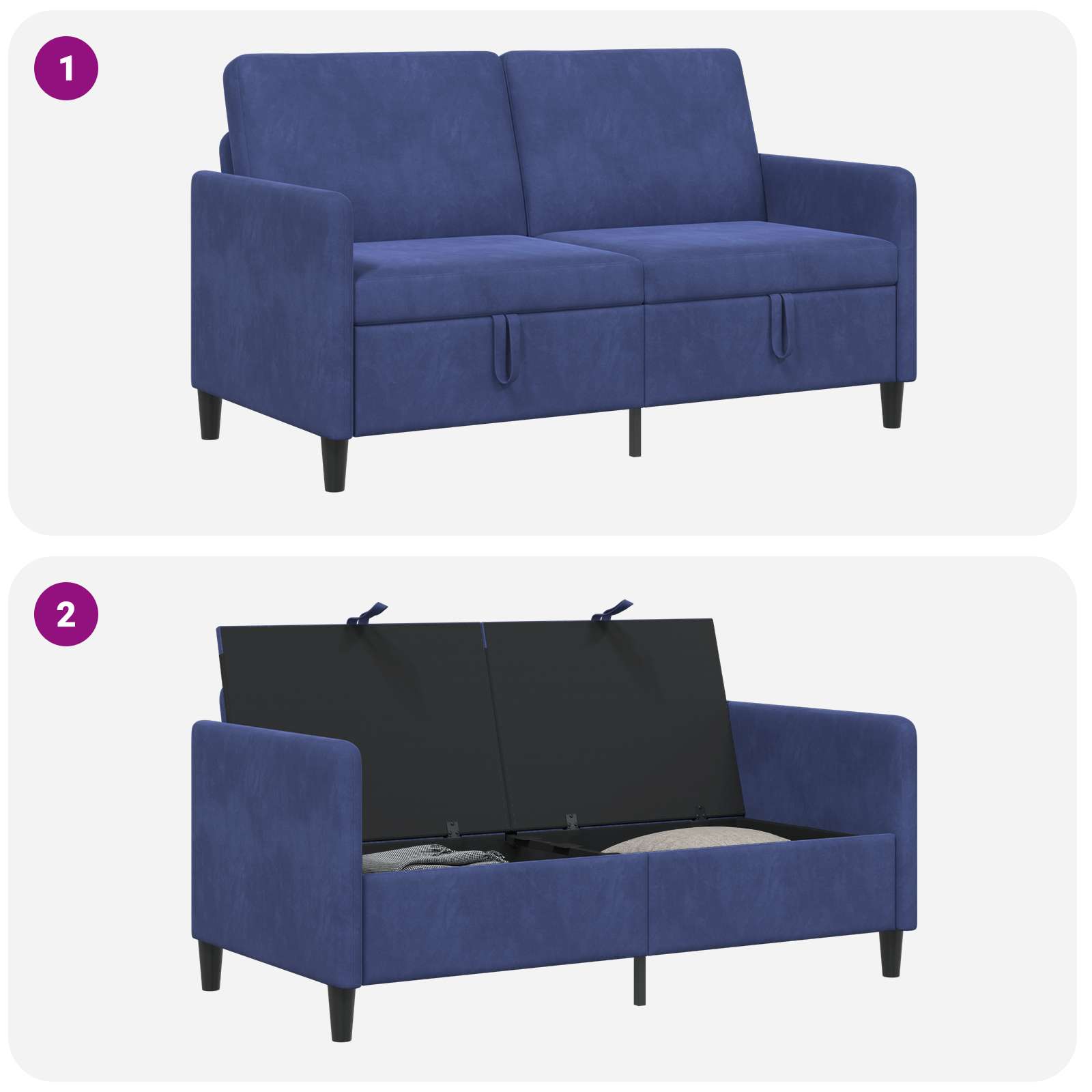 Sofa s pohranom Policijska plava 152 x 78 x 87 cm Poliester