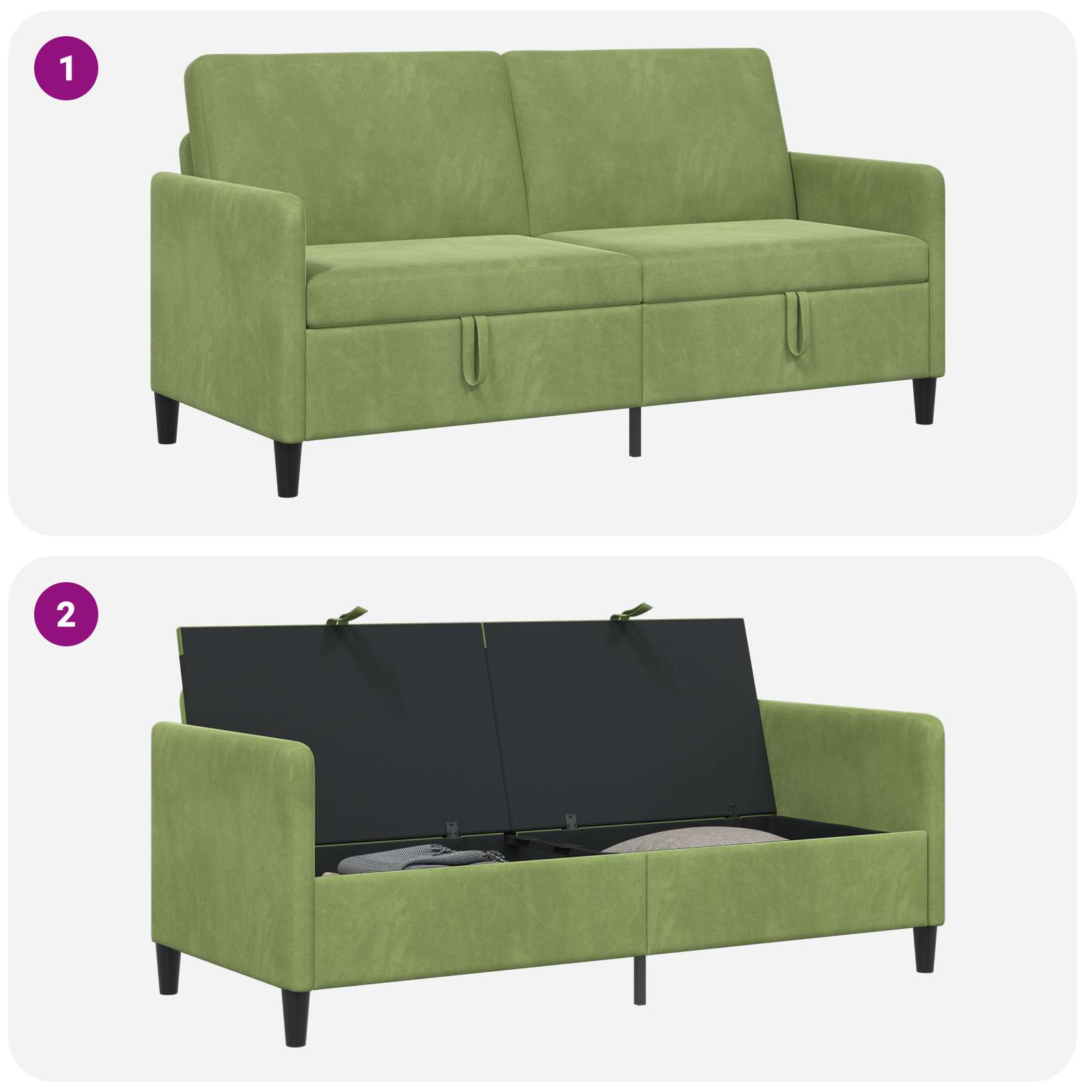 Sofa s pohranom Svijetlo zelena 172 x 78 x 87 cm Poliester