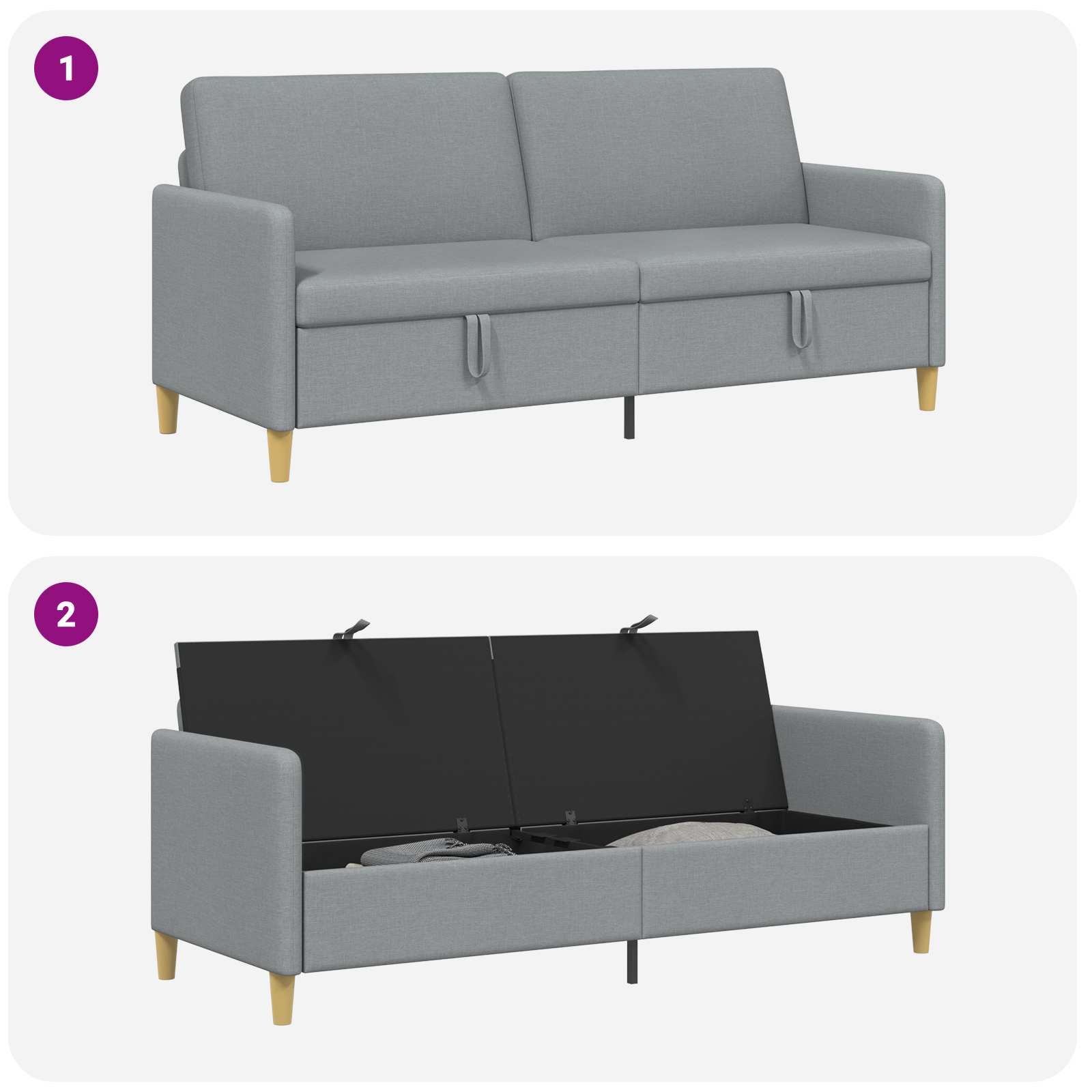 Sofa s pohranom Svjetlosiva 192 x 78 x 87 cm Poliester