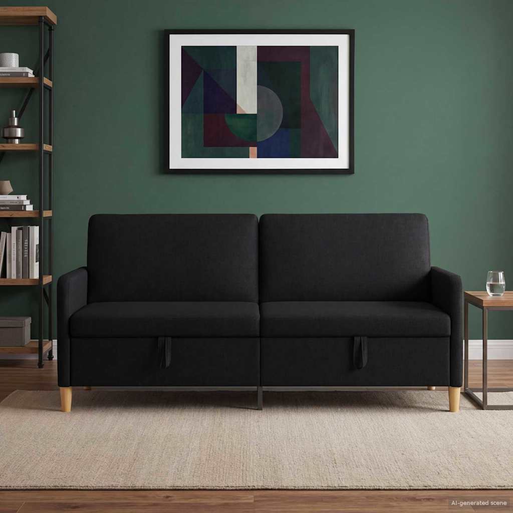 Sofa s pohranom Crna 192 x 78 x 87 cm Poliester