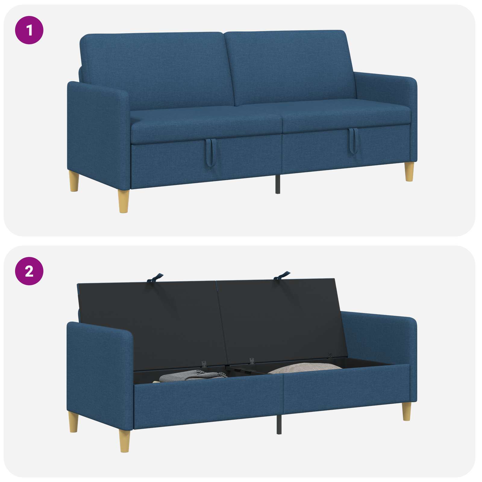 Sofa s pohranom Plava 192 x 78 x 87 cm Poliester