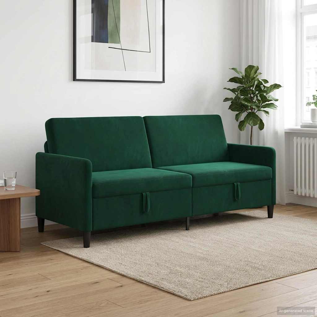 Sofa s pohranom Tamnozelena 192 x 78 x 87 cm Poliester