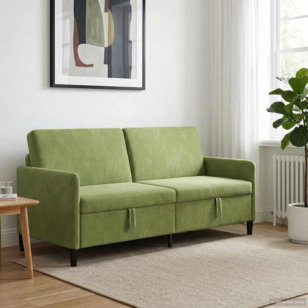 Sofa s pohranom Svijetlo zelena 192 x 78 x 87 cm Poliester