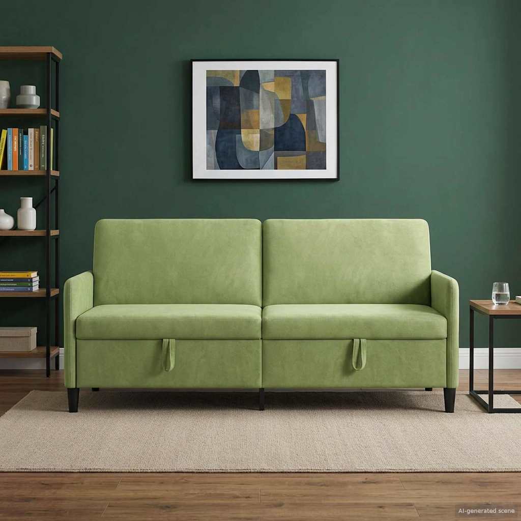 Sofa s pohranom Svijetlo zelena 192 x 78 x 87 cm Poliester