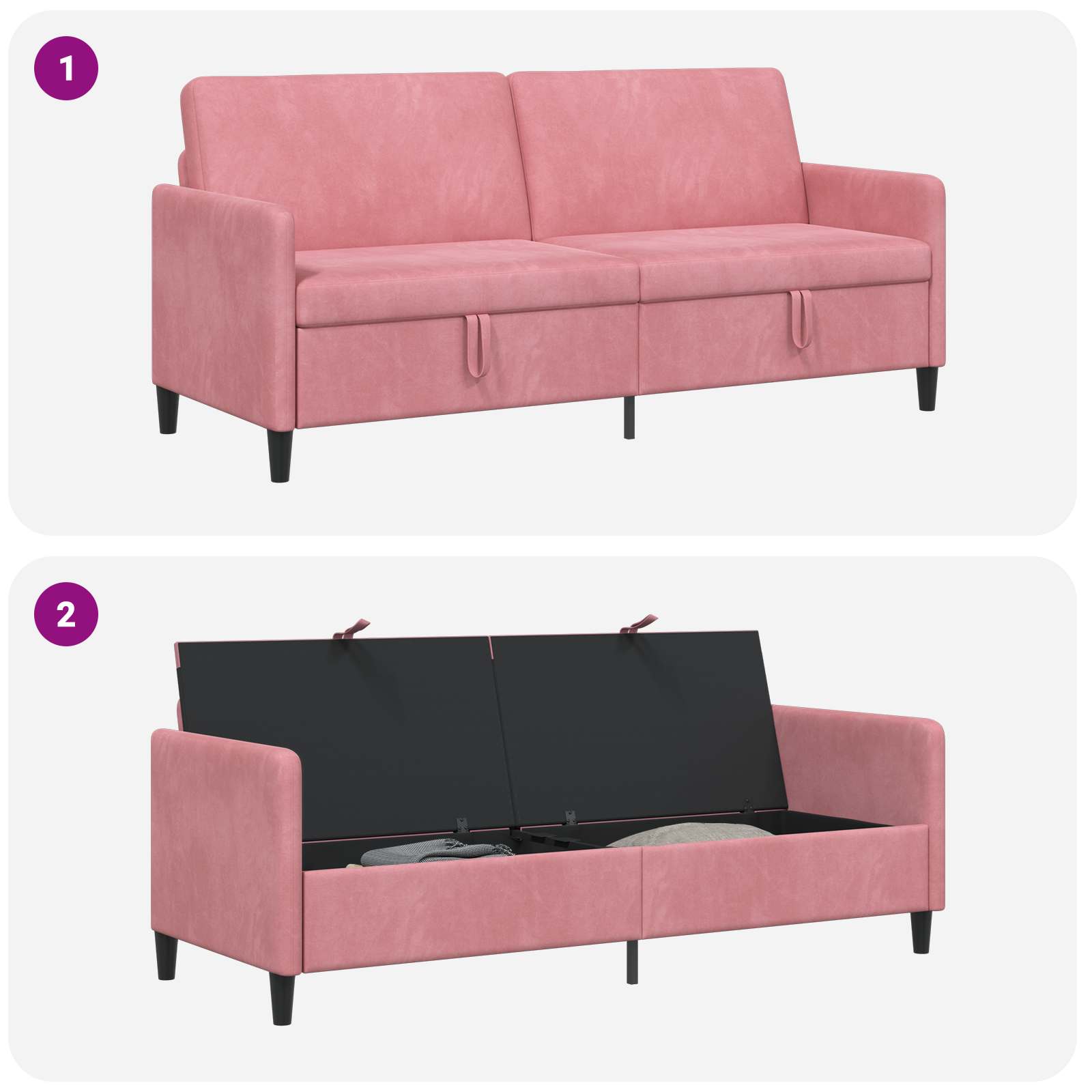 Sofa s pohranom Ružičasta 192 x 78 x 87 cm Poliester