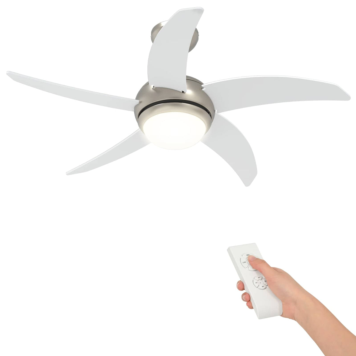 Ventilator za strop s svjetlom i daljinskim upravljačem Bijela Ø 110 cm