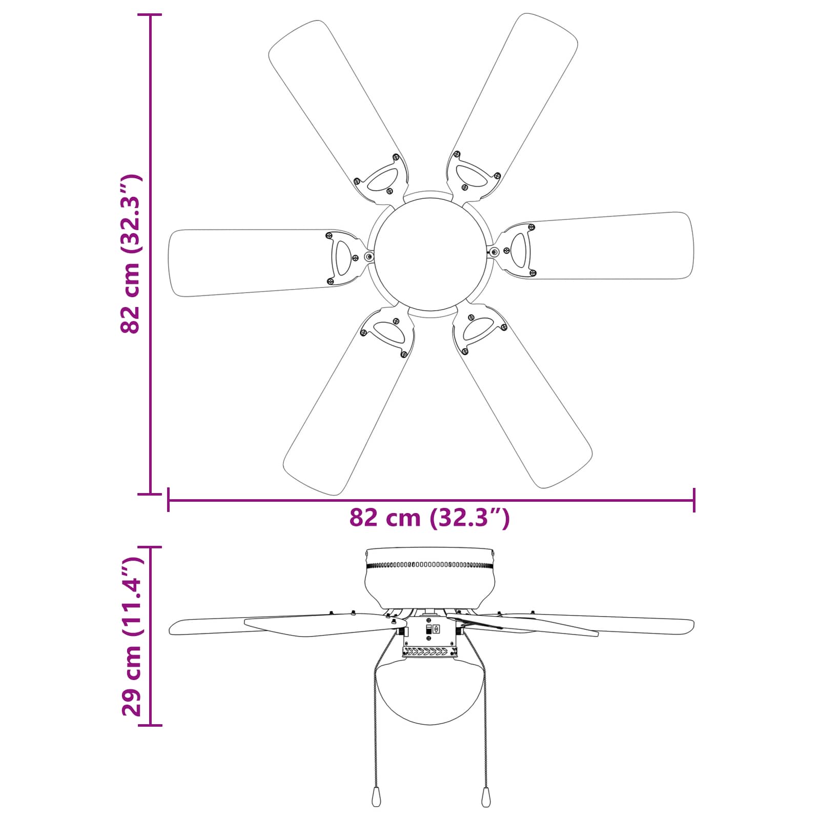 Stropni ventilator s osvjetljenjem Ø 82 cm Bijela