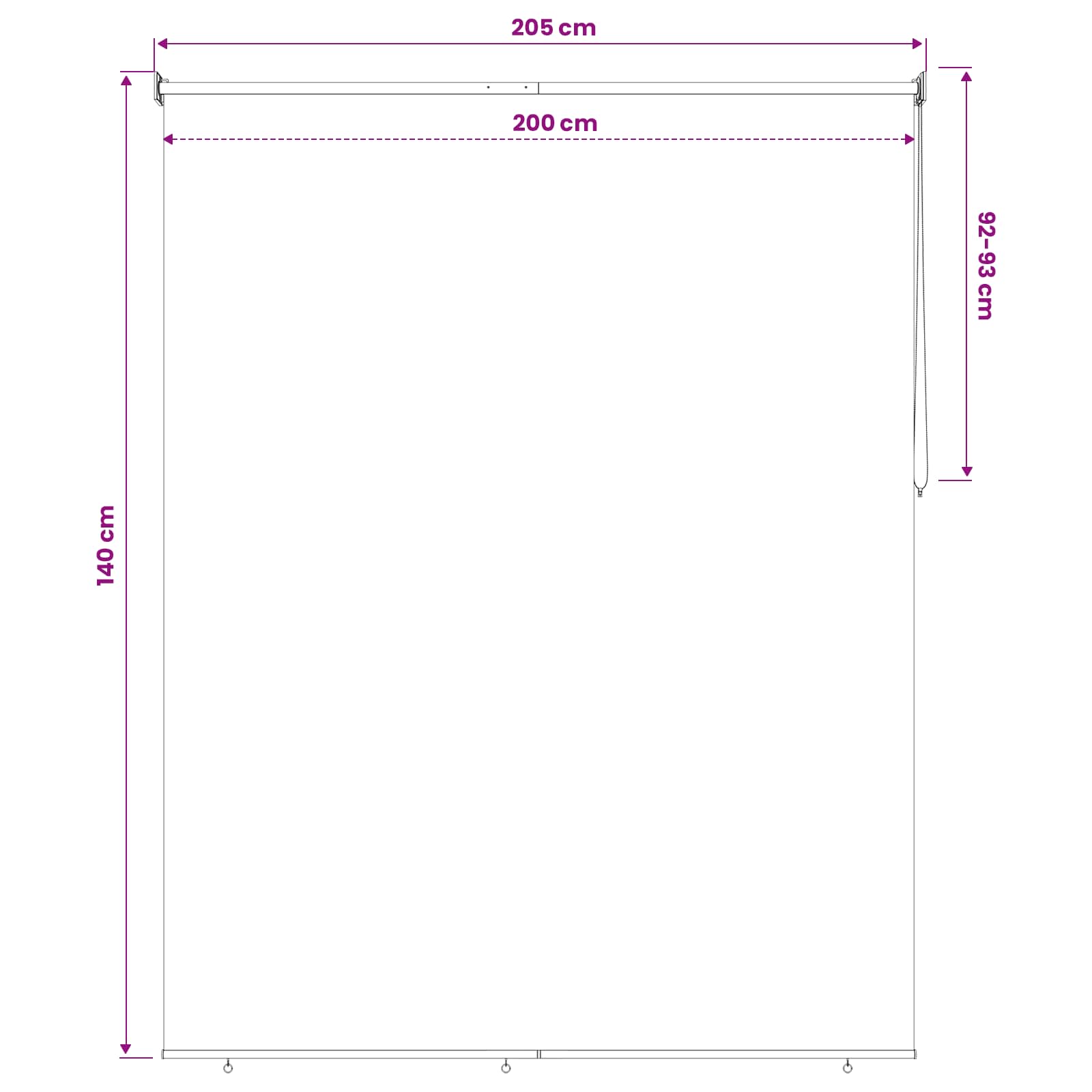 Rolo zavjesa za vanjsku uporabu s UV zaštitom Krem 200 x 140 cm