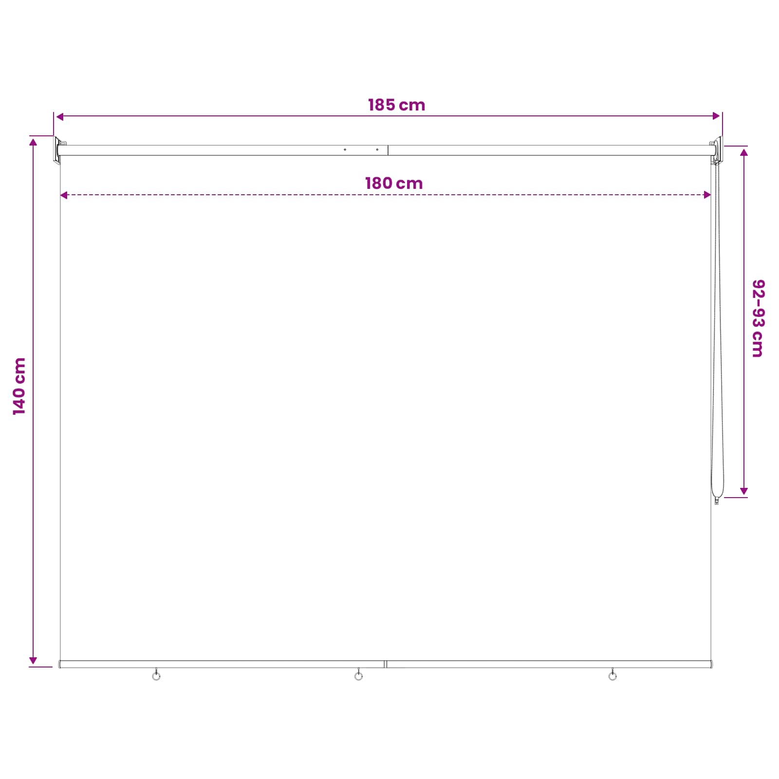 Roleta zaštita od UV zračenja Antracit 180 x 140 cm Poliester