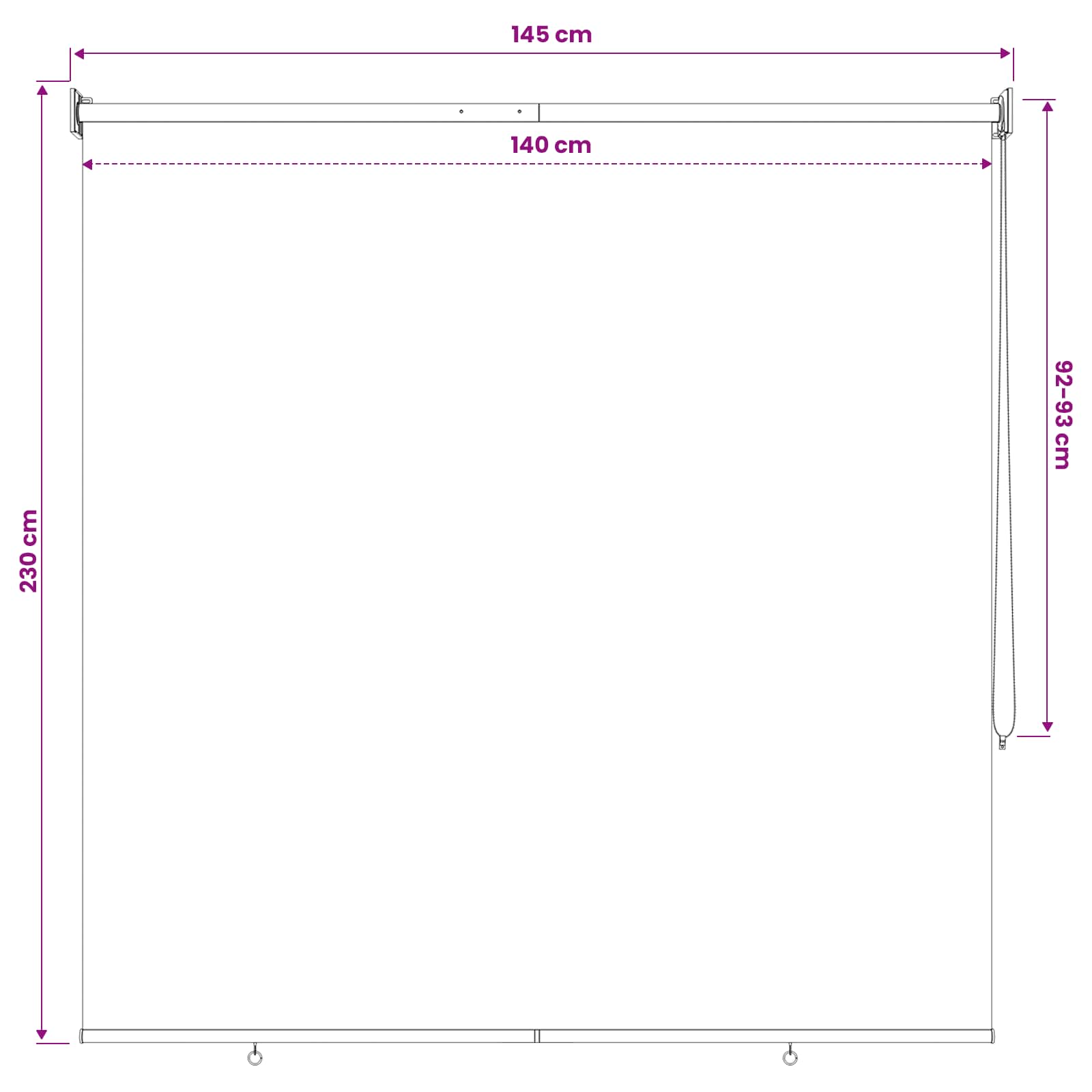 Roleta zaštita od UV zračenja Antracit 140 x 230 cm Poliester