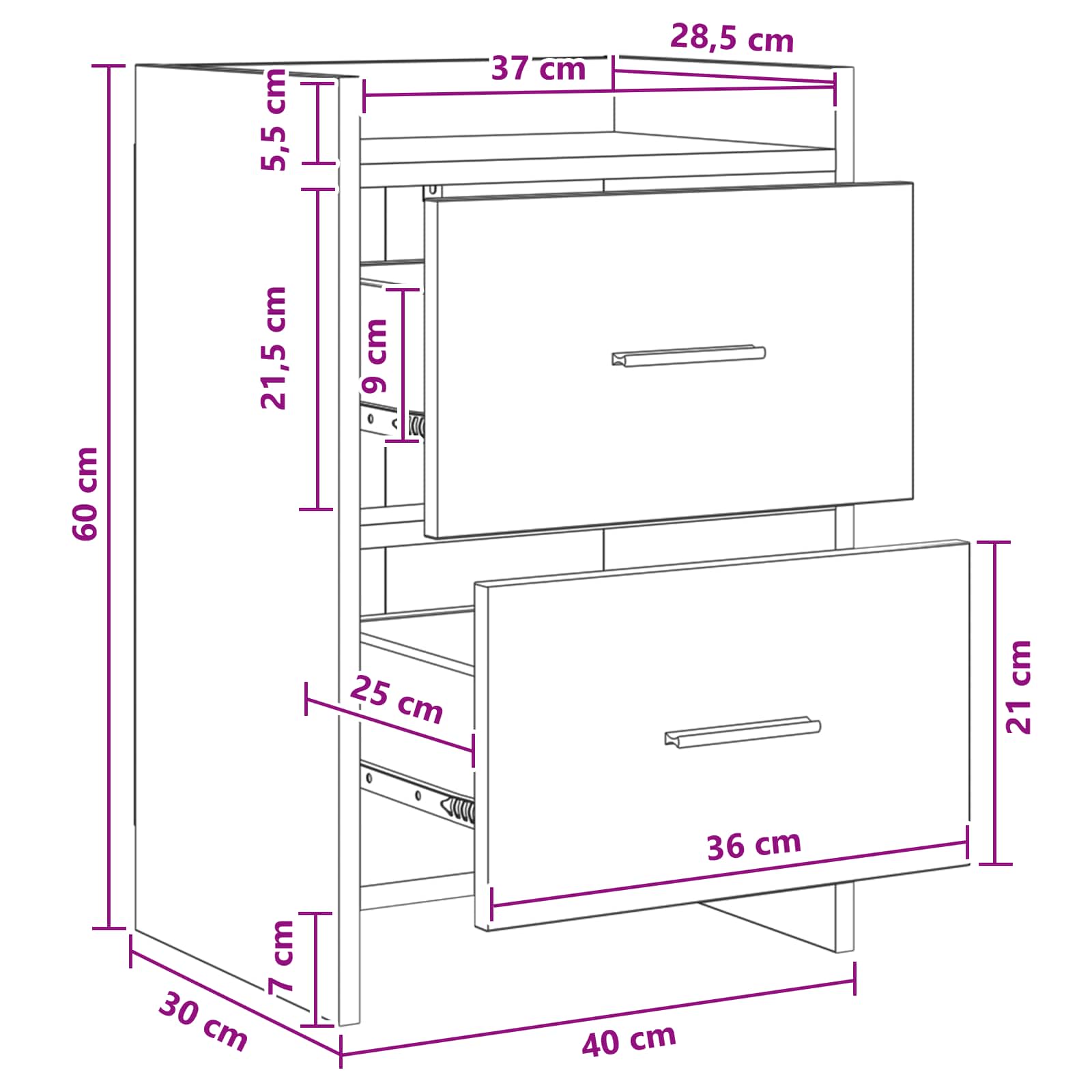 Noćni ormarići 2 pcs Staro drvo 40 x 30 x 60 cm
