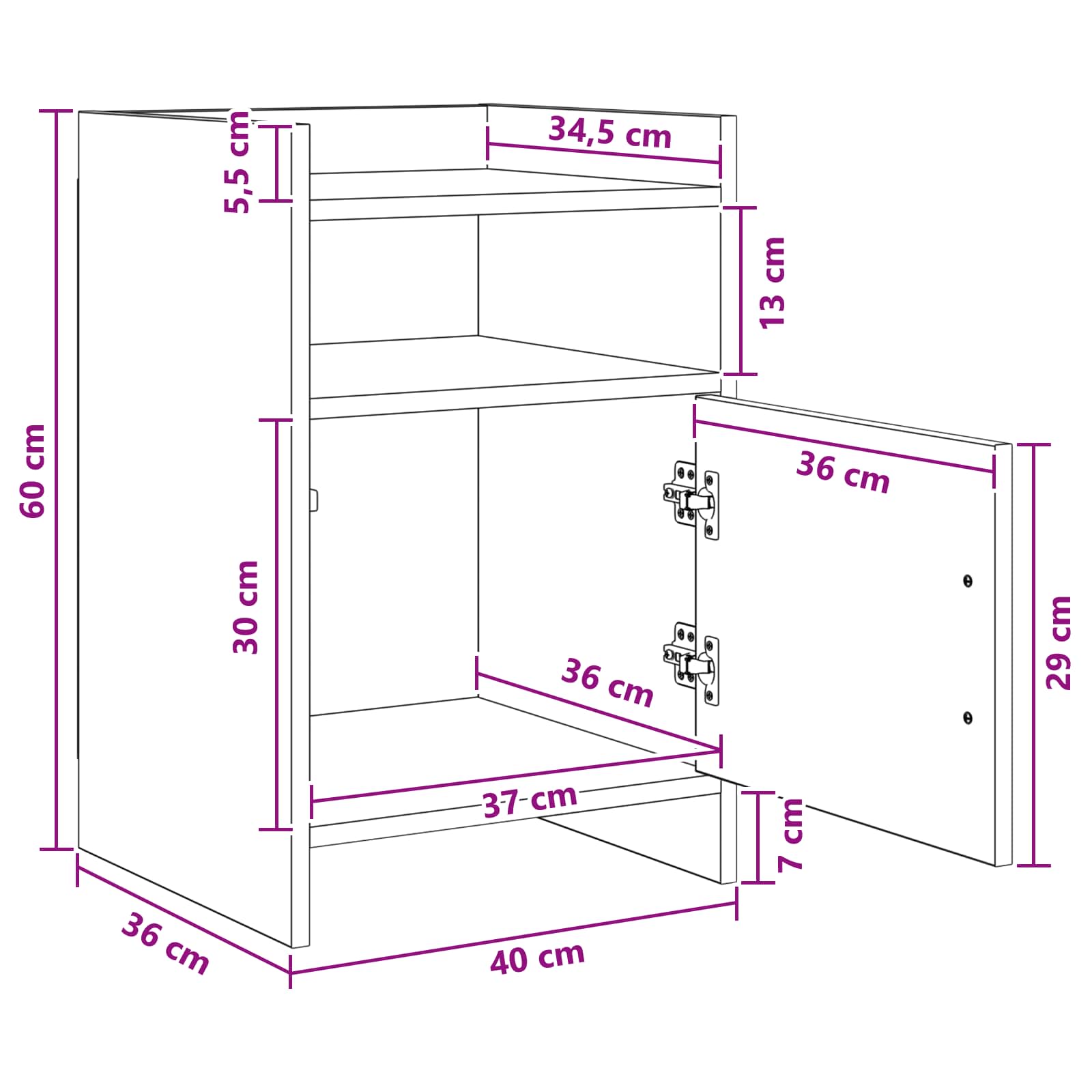 Noćni ormarići 2 pcs Staro drvo 40 x 36 x 60 cm