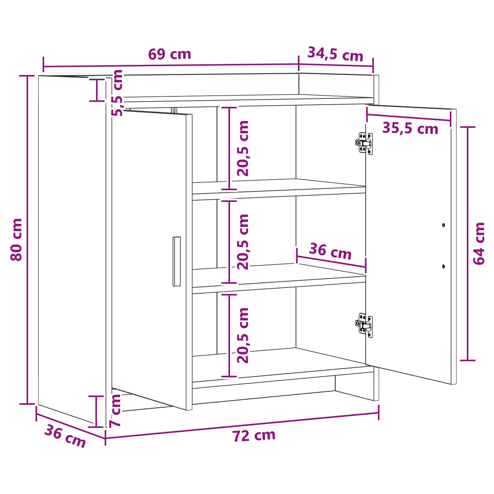 Kreveta Siva Sonoma 72 x 36 x 80 cm Konstruirano drvo