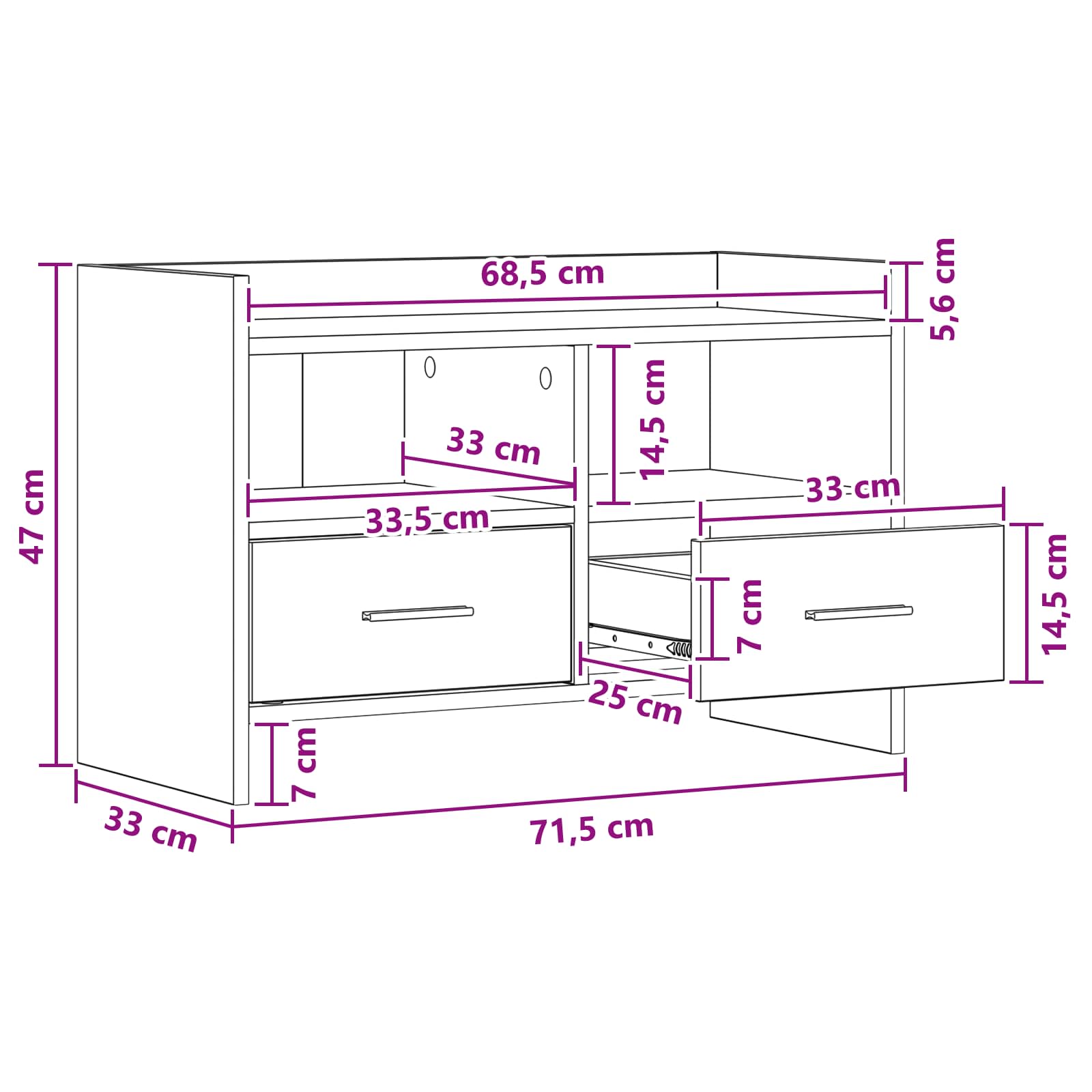 TV ormar 71,5 x 33 x 47 cm Bijela Konstruirano drvo