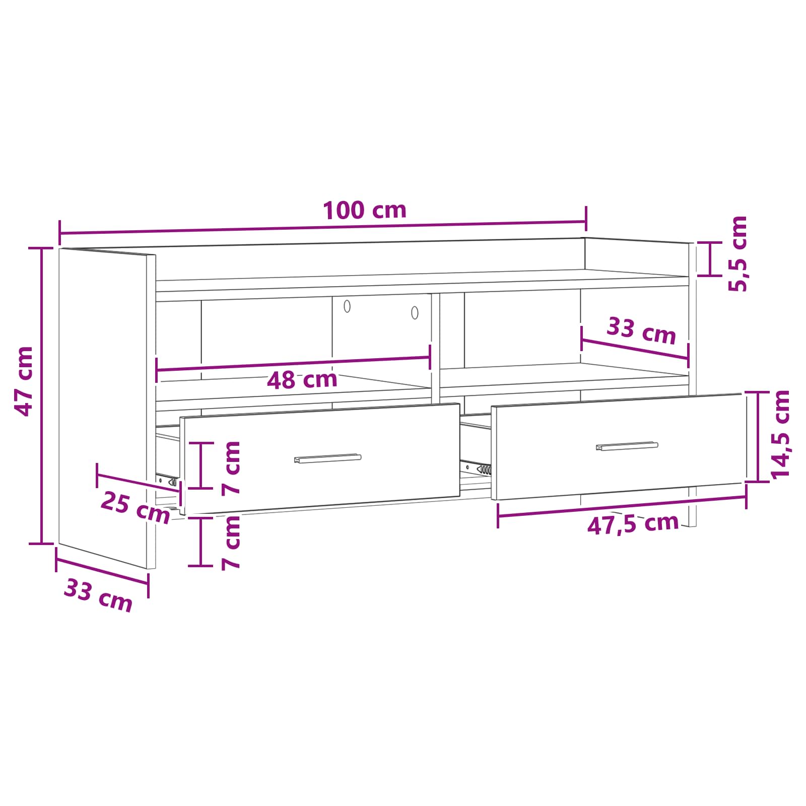 TV ormar 100 x 33 x 47 cm Siva Sonoma Konstruirano drvo